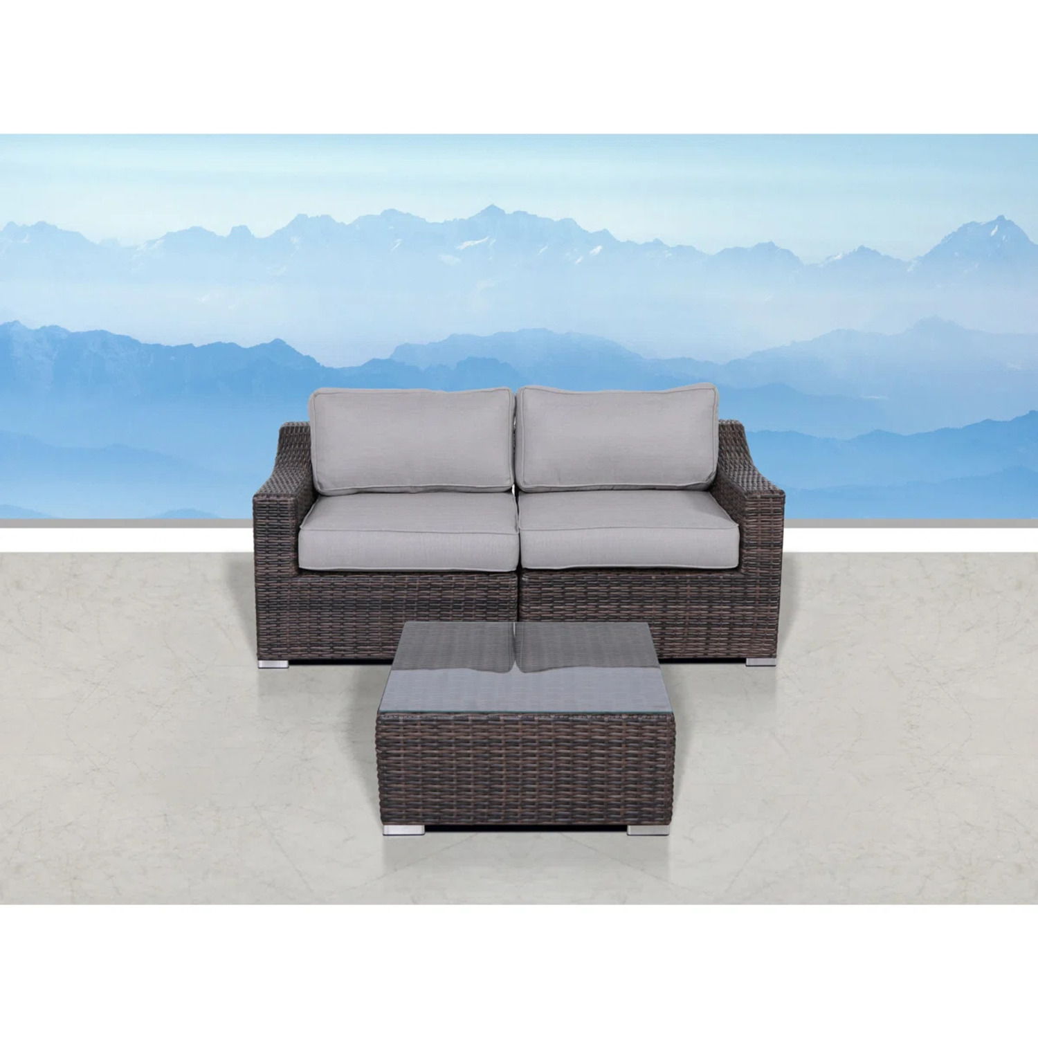 Outdoor Wicker Conversation Set With Cushions, All Weather - Best Buy Furniture