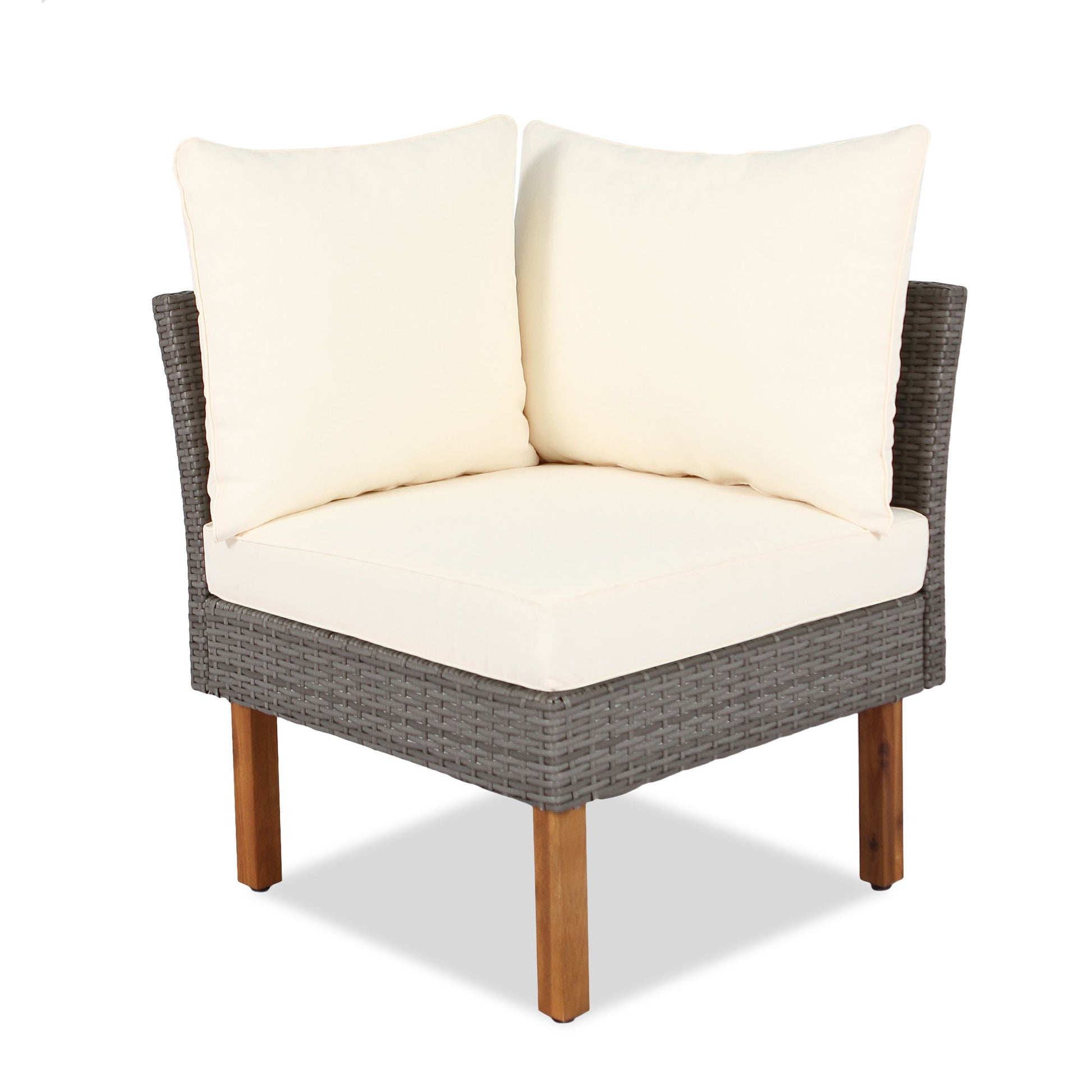 9 Piece Patio Rattan Furniture Set, Outdoor Conversation Set With Acacia Wood Legs And Tabletop, PE Rattan Sectional Sofa Set With Coffee Table, Washable Cushion - Best Buy Furniture