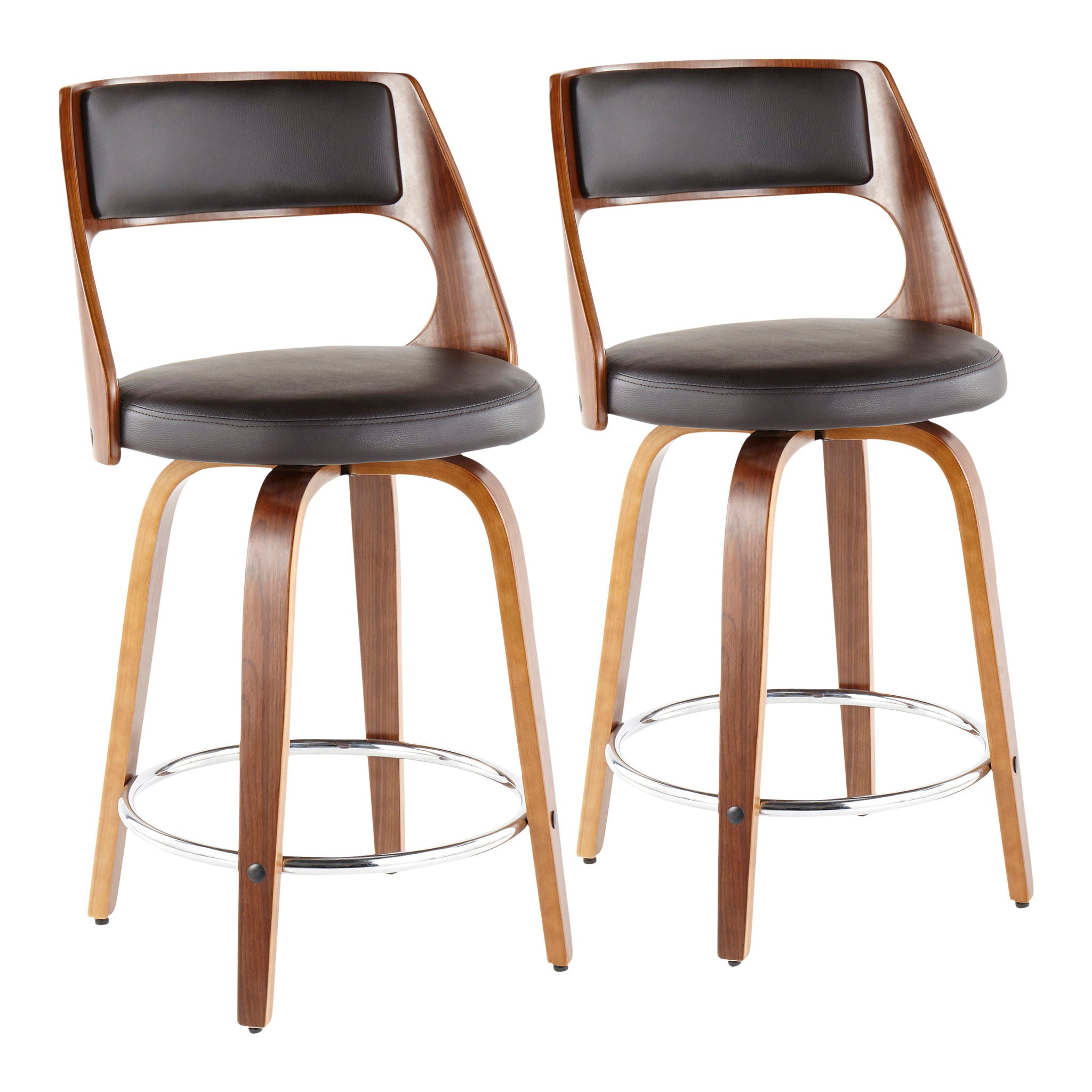Cecina - Mid-Century Modern Fixed Height Counter Stool With Swivel And Round Footrest (Set of 2) - Best Buy Furniture
