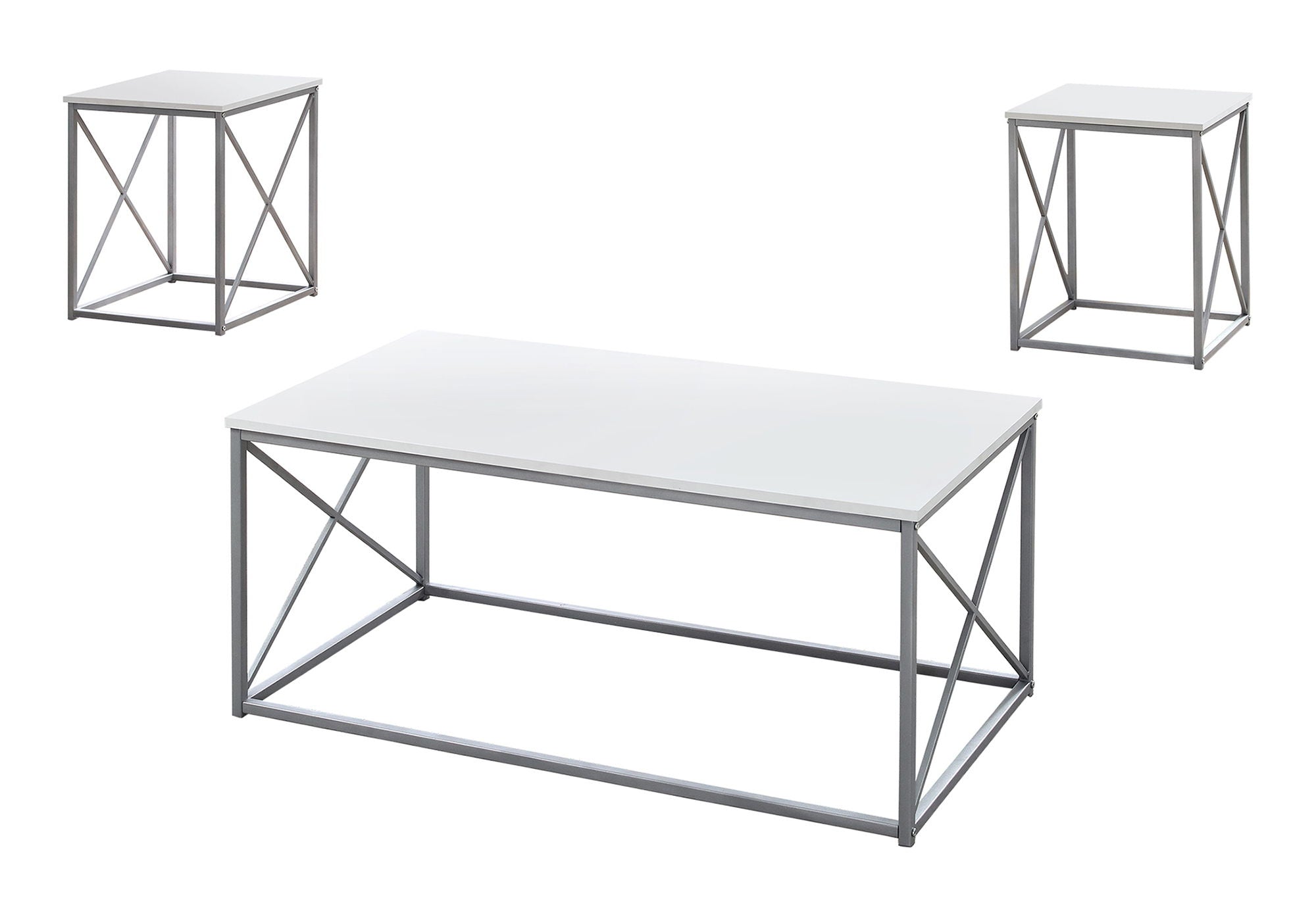 Table Set, Coffee, End, Side, Accent, Living Room, Contemporary, Modern (Set of 3) - White - Best Buy Furniture