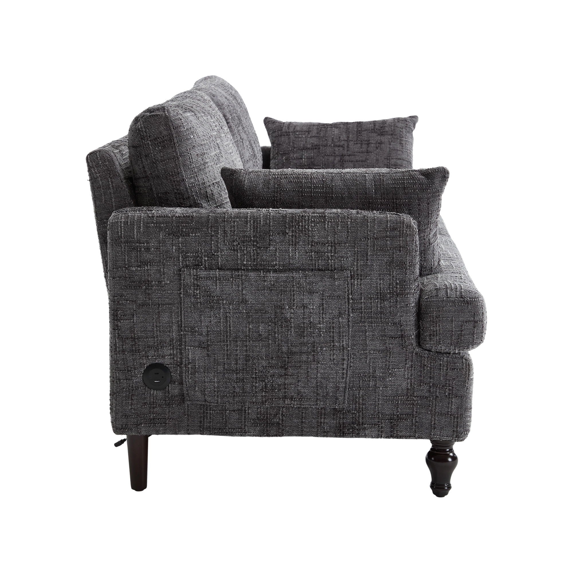 Chenille 2 Seater Sofa With LED Light, USB Charging Port, And Storage Bag - Best Buy Furniture