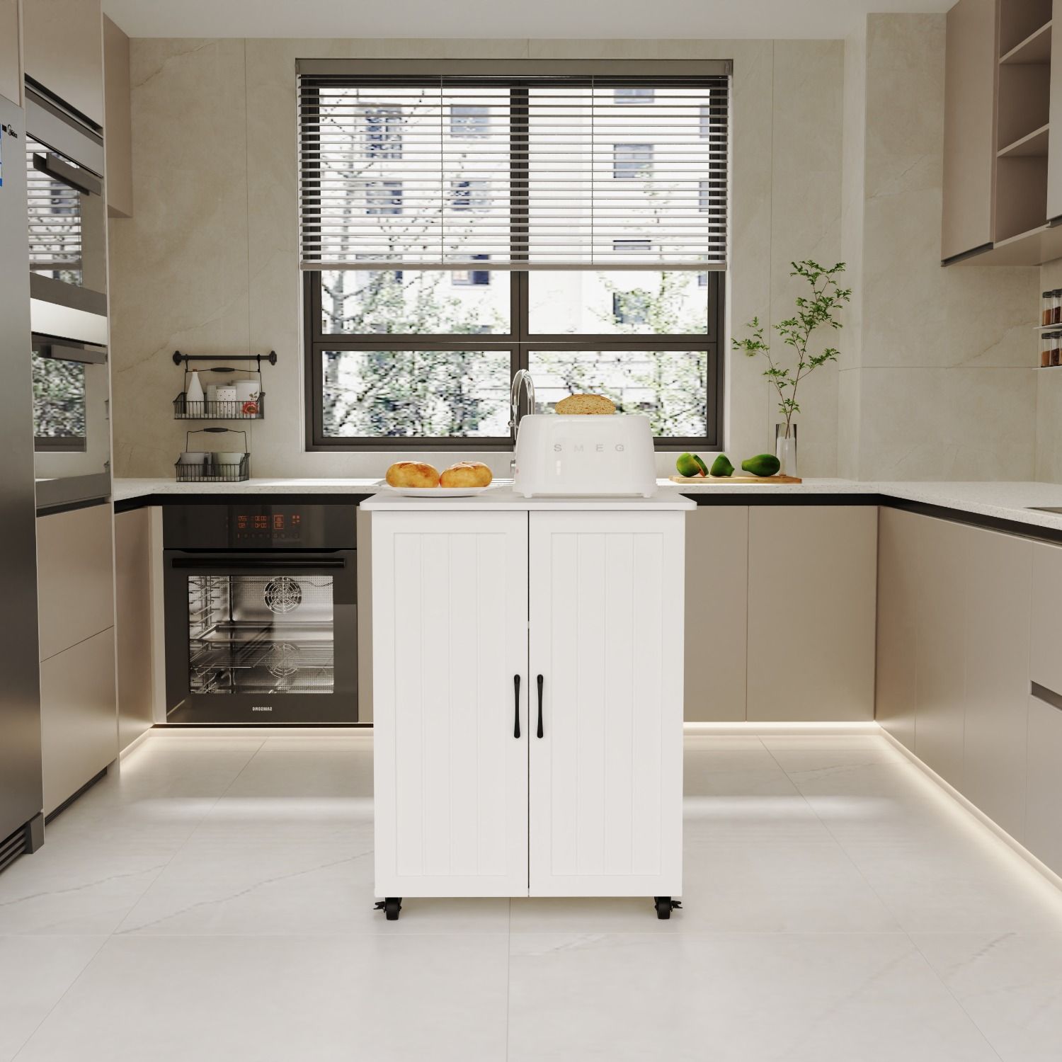 Sturdy Storage Cabinet With Large Capacity For Living Room, Bedroom, Kitchen - White - Best Buy Furniture