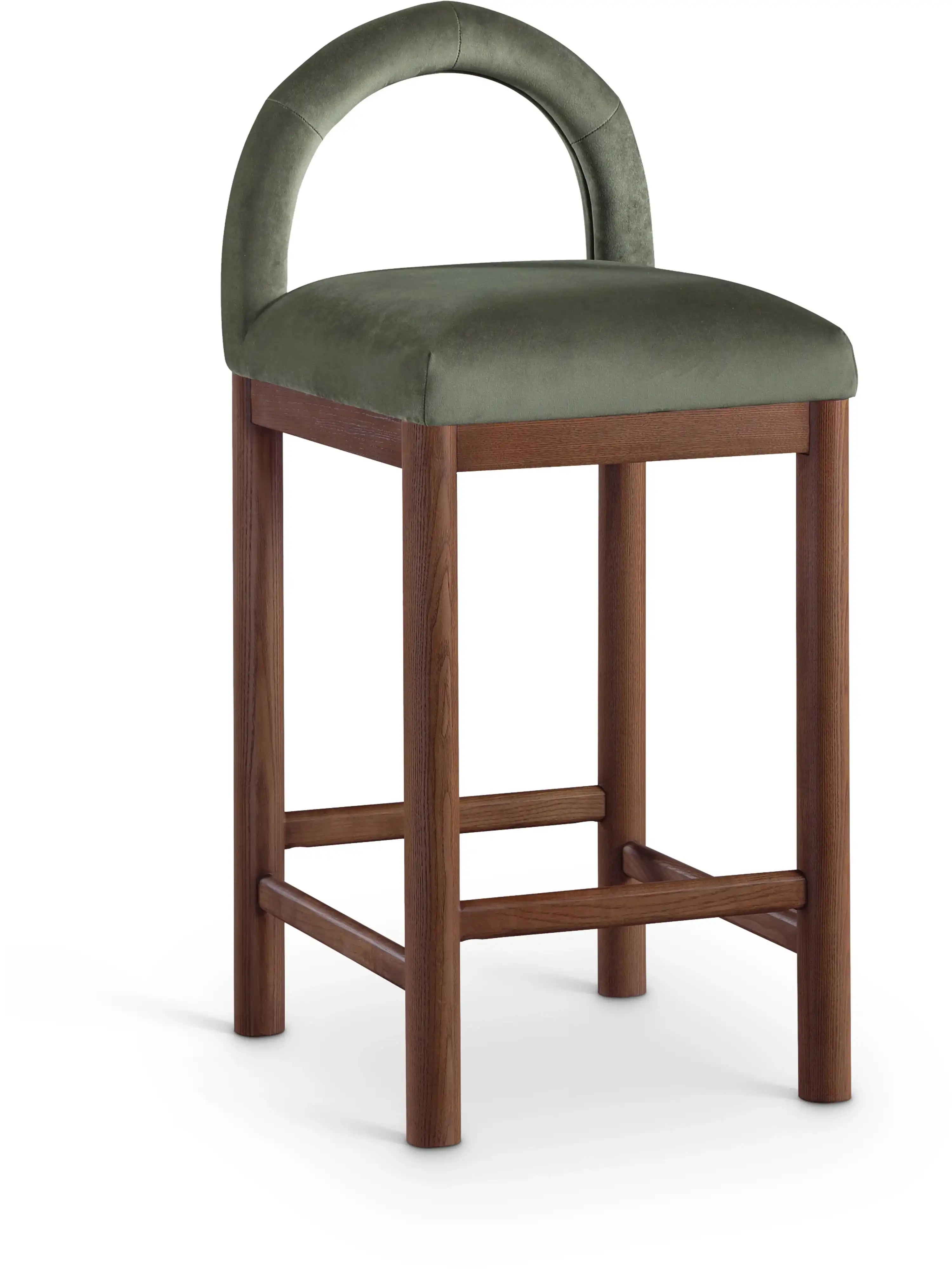 Conrad - Velvet Counter Stool With Brown Legs - Best Buy Furniture