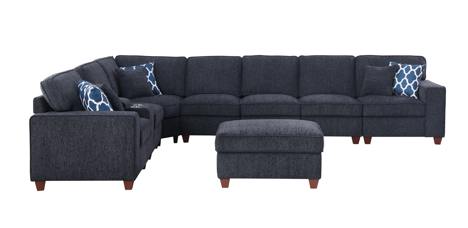 Lily - Sectional Sofa With Ottoman - Black - Best Buy Furniture