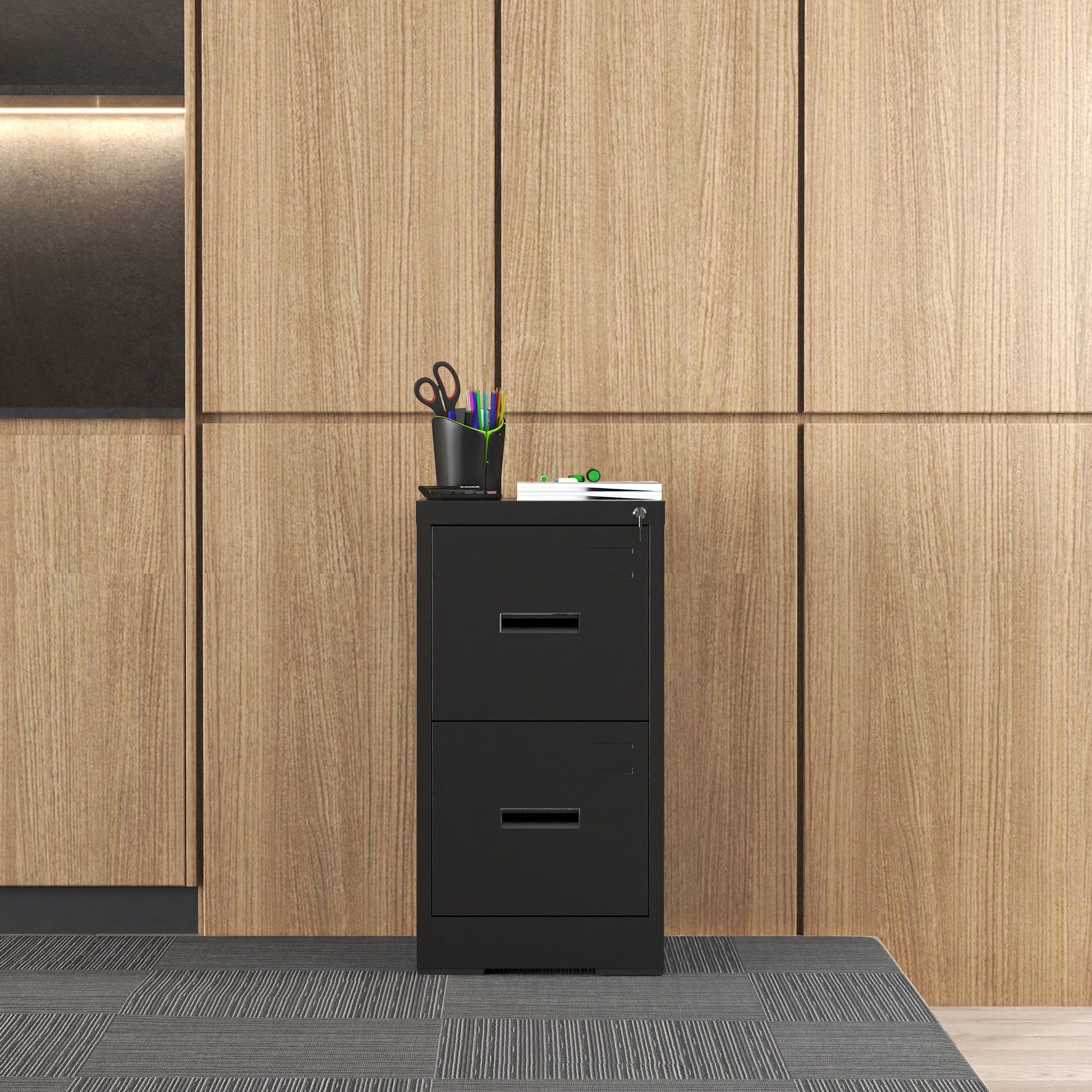 Modern Drawer Metal Vertical File Cabinet With Lock And Card Slot For Office - Best Buy Furniture
