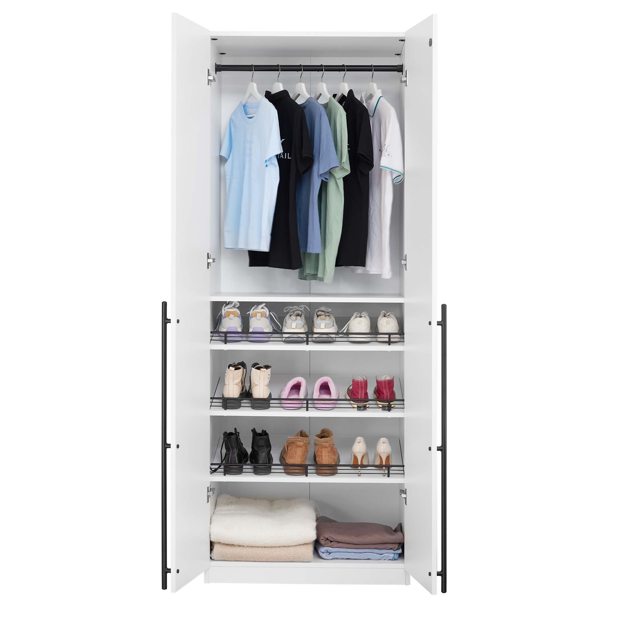 Lee - Free Standing Wardrobe Closet With Adjustable Shoe Shelves