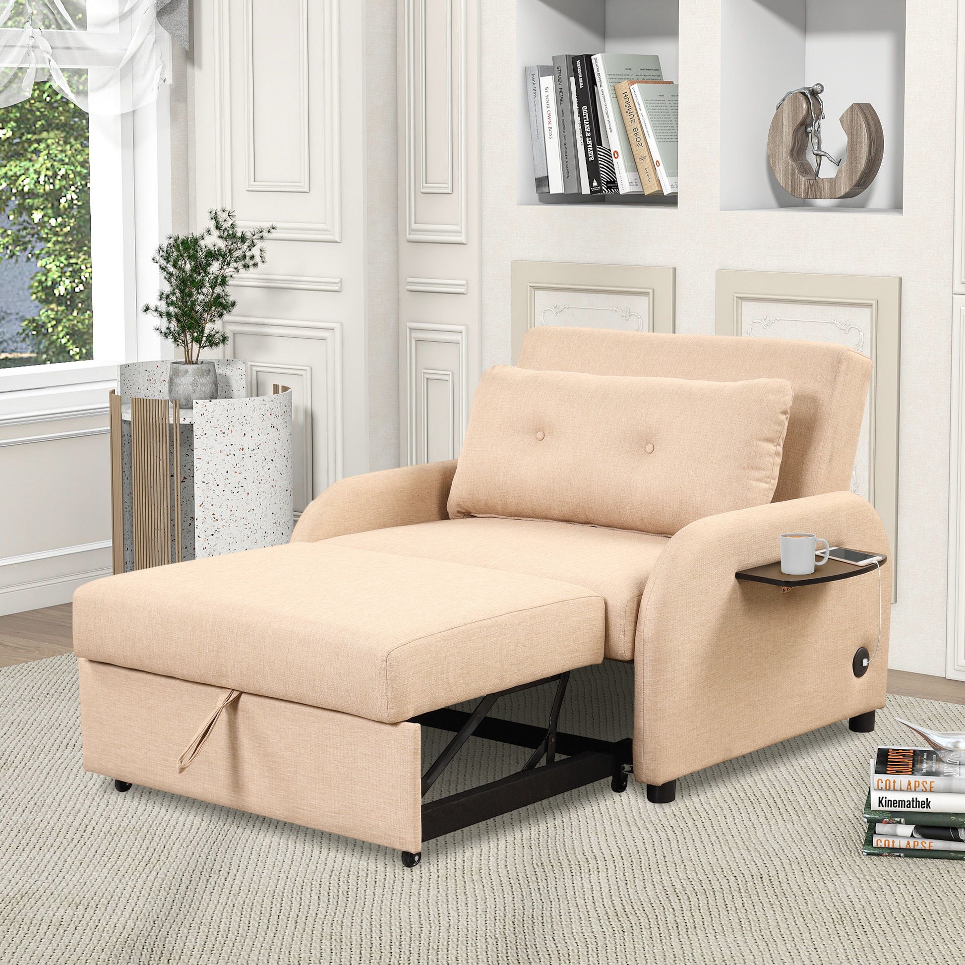 Versatile Pull Out Sofa Sleeper 3 In 1 With Wing Table & USB Charge, Compact Design - Best Buy Furniture