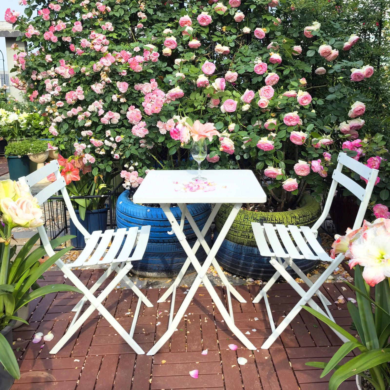 3 Piece Patio Bistro Set Of Foldable Square Table And Chairs - Best Buy Furniture