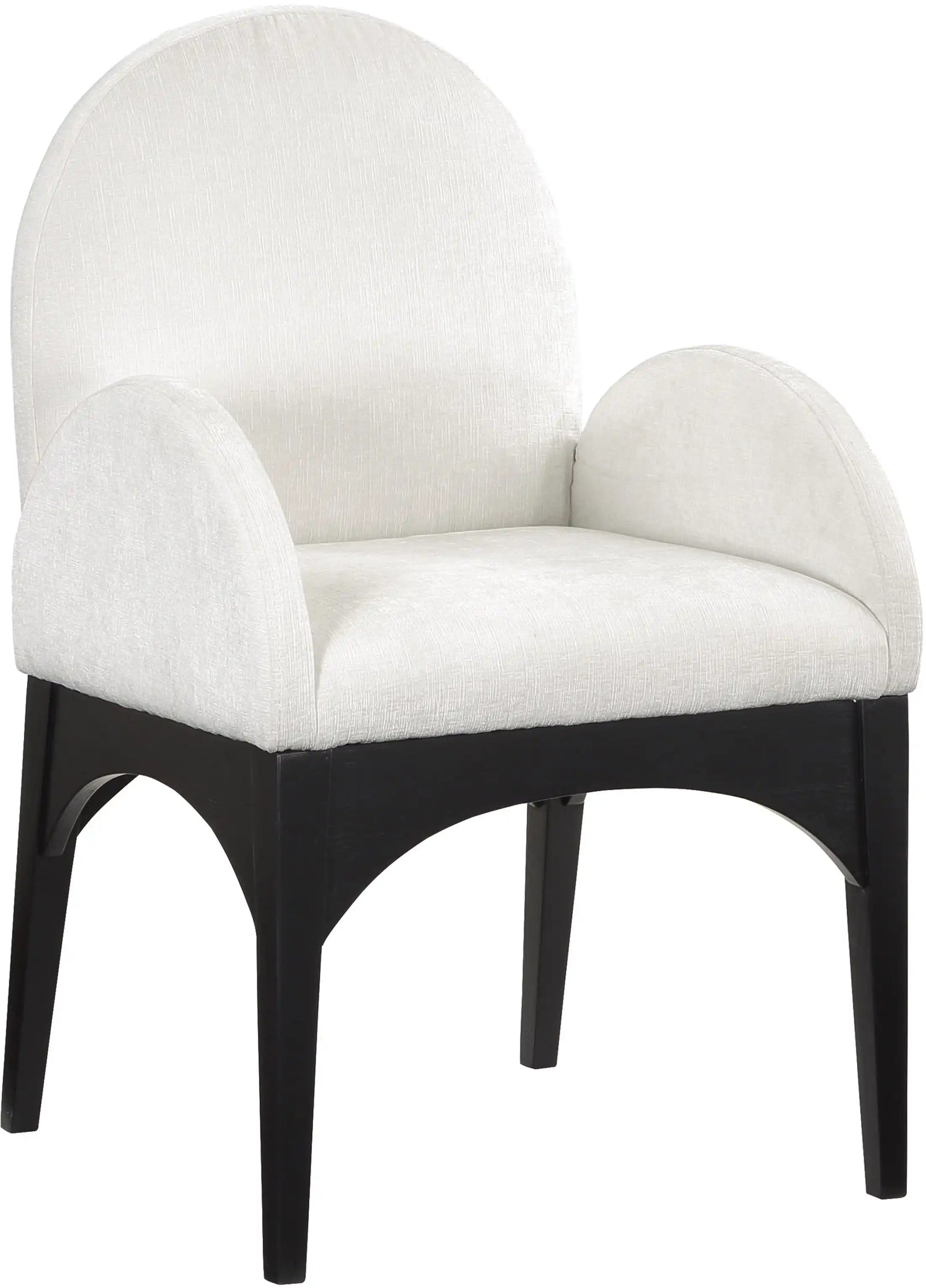 Waldorf - Chenille Dining Arm Chair With Black Legs - Best Buy Furniture