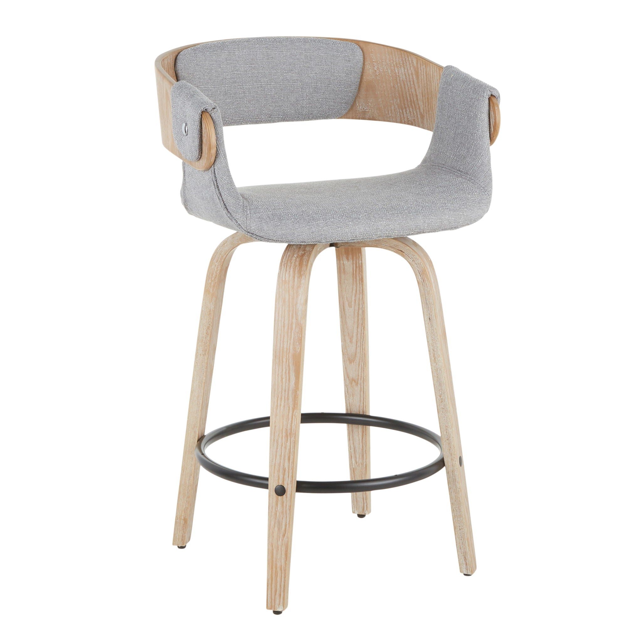 Elisa - Farmhouse Counter Stool (Set of 2) - White Washed / Gray - Best Buy Furniture