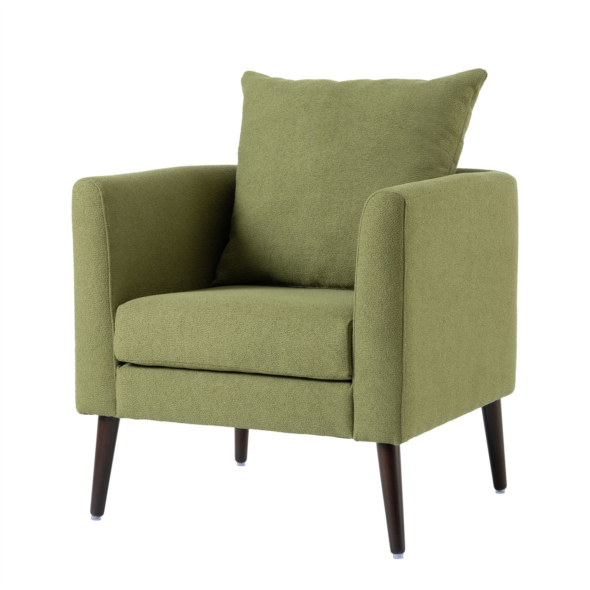 Barrel Chair, Modern Accent Chair, Fabric Armchair Club Chair, Upholstered Arm Chair With Solid Wood Legs, Waist Pillow, Padded Single Chair For Living Room / Bedroom / Study / Waiting Room - Olive Green - Best Buy Furniture