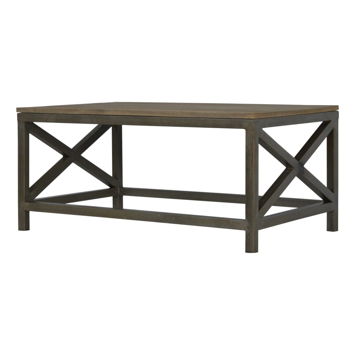 Industrial Cross Metal Coffee Table - Pewter - Best Buy Furniture