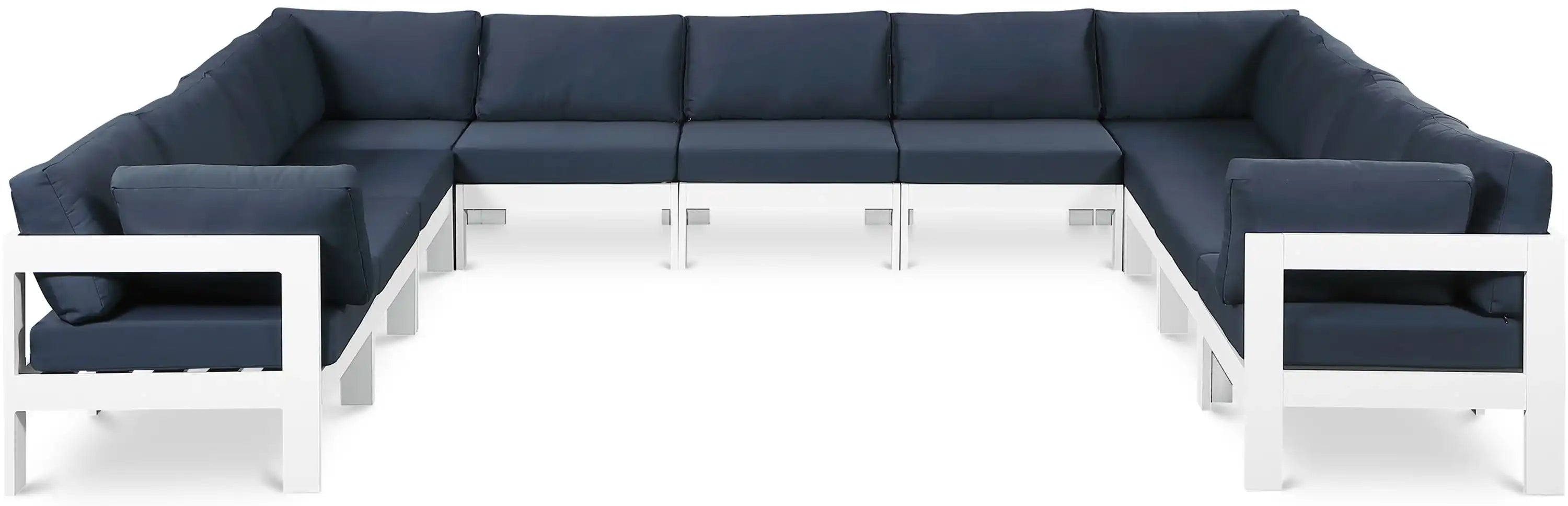 Nizuc - Outdoor Patio 11 Piece Modular Sectional With White Frame - Best Buy Furniture