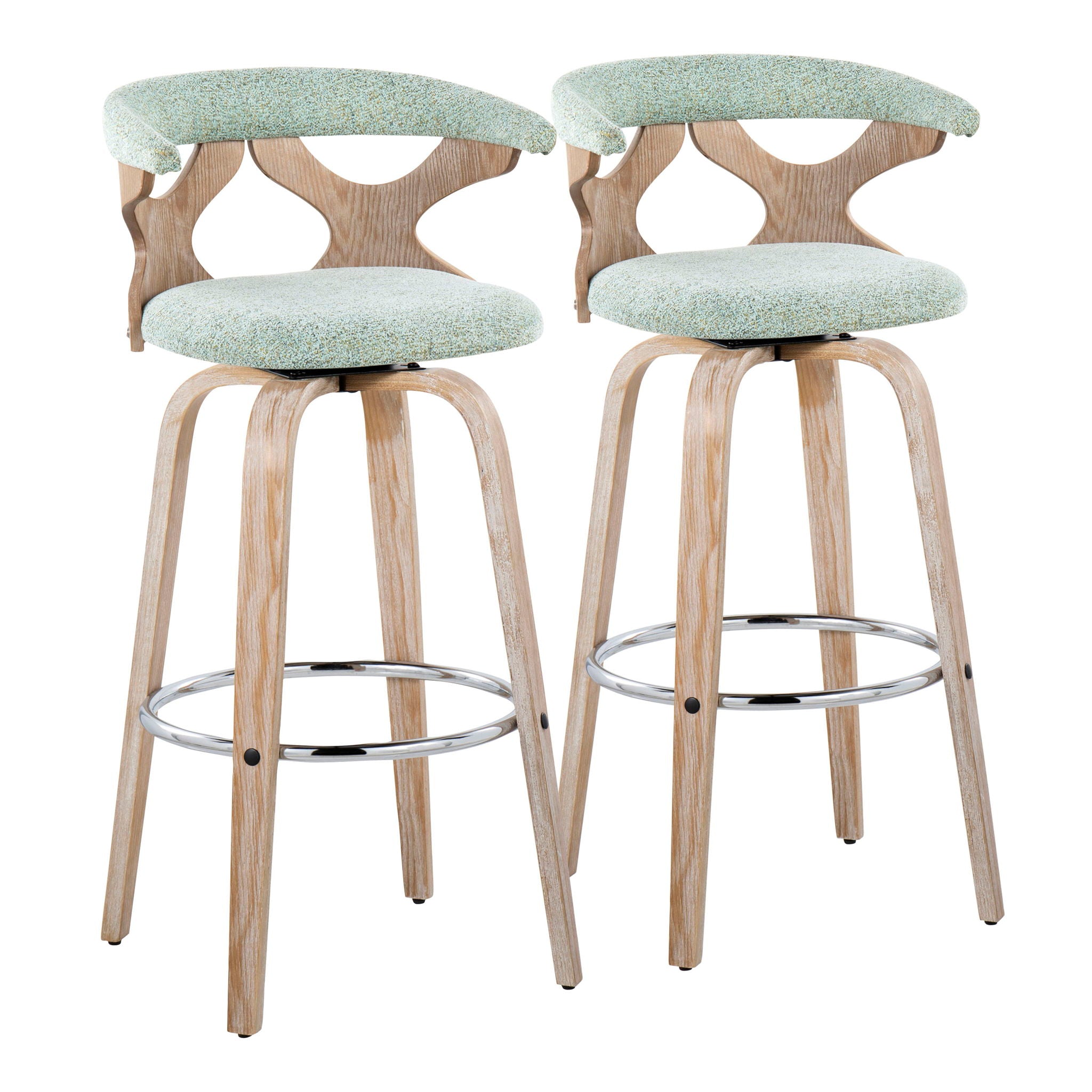 Gardenia - Contemporary Fixed Height Barstool With Swivel With Round Footrest (Set of 2) - Best Buy Furniture