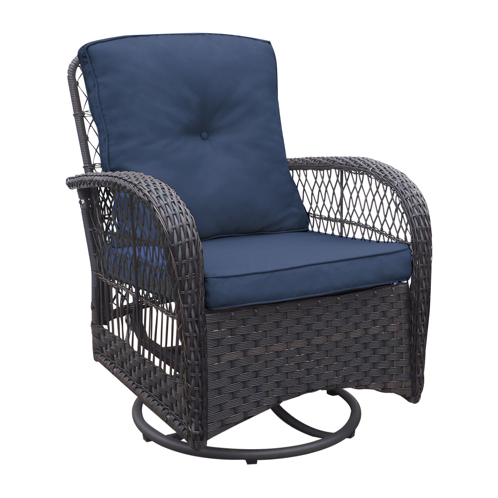 3 Pieces Conversation Set, Outdoor Wicker Rocker Swivel Patio Bistro Set, Rocking Chair With Glass Top Side Table - Best Buy Furniture