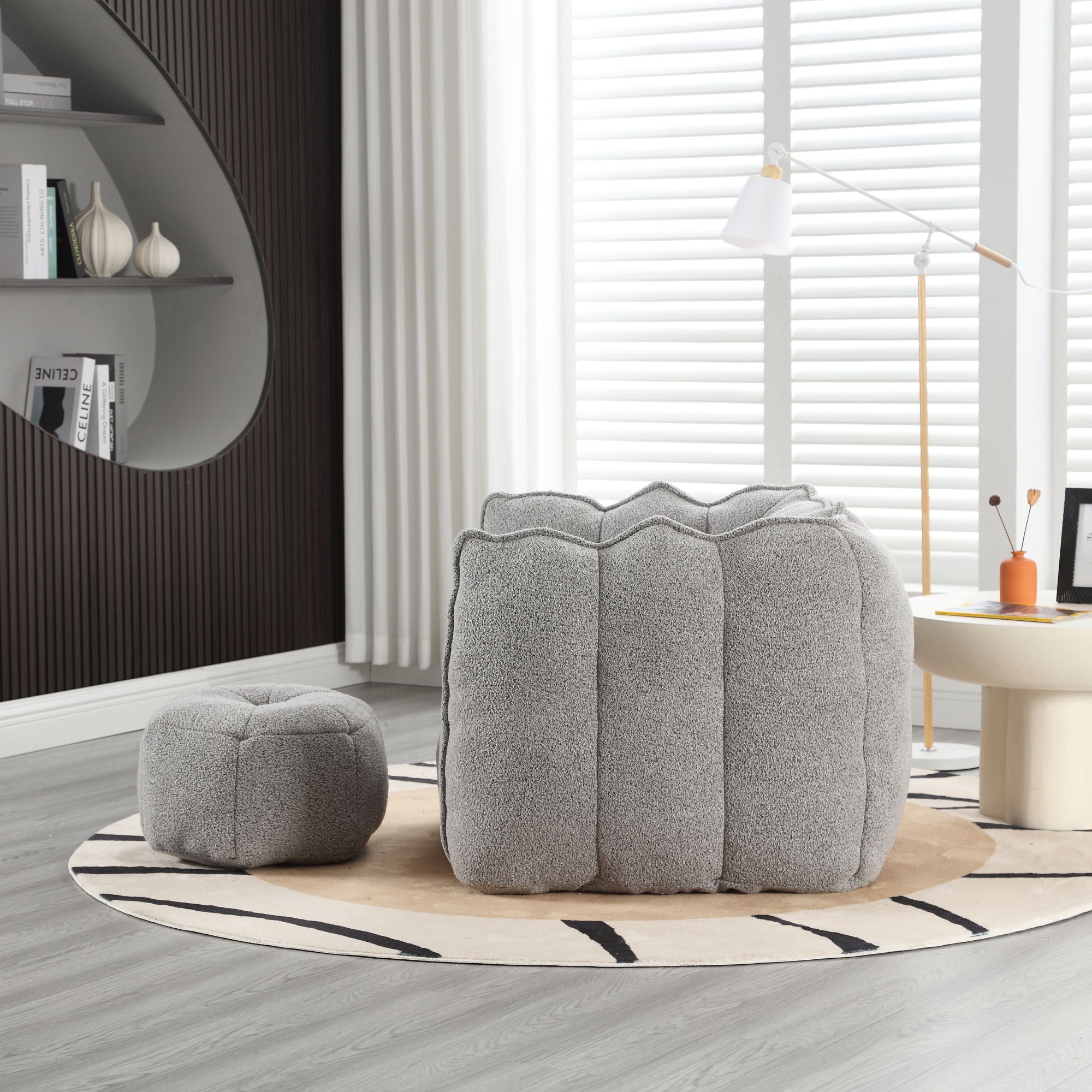 Soft Chenille Bean Bag Chair With High Resilient Foam