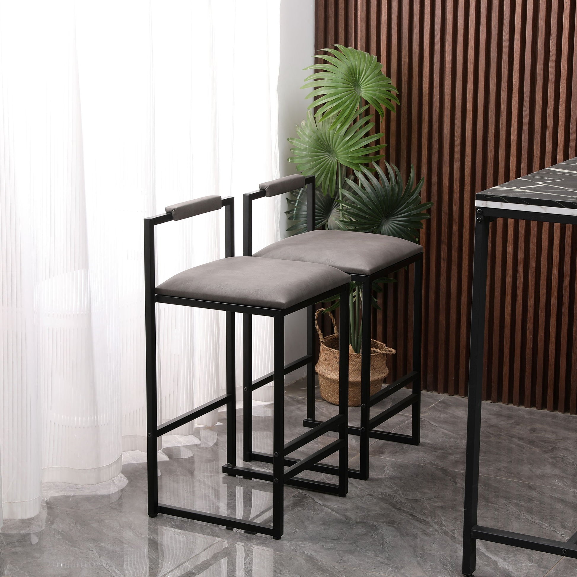 Elegant Bar Stool Set With Backrest And Footrest, Counter Height (Set of 2) - Best Buy Furniture