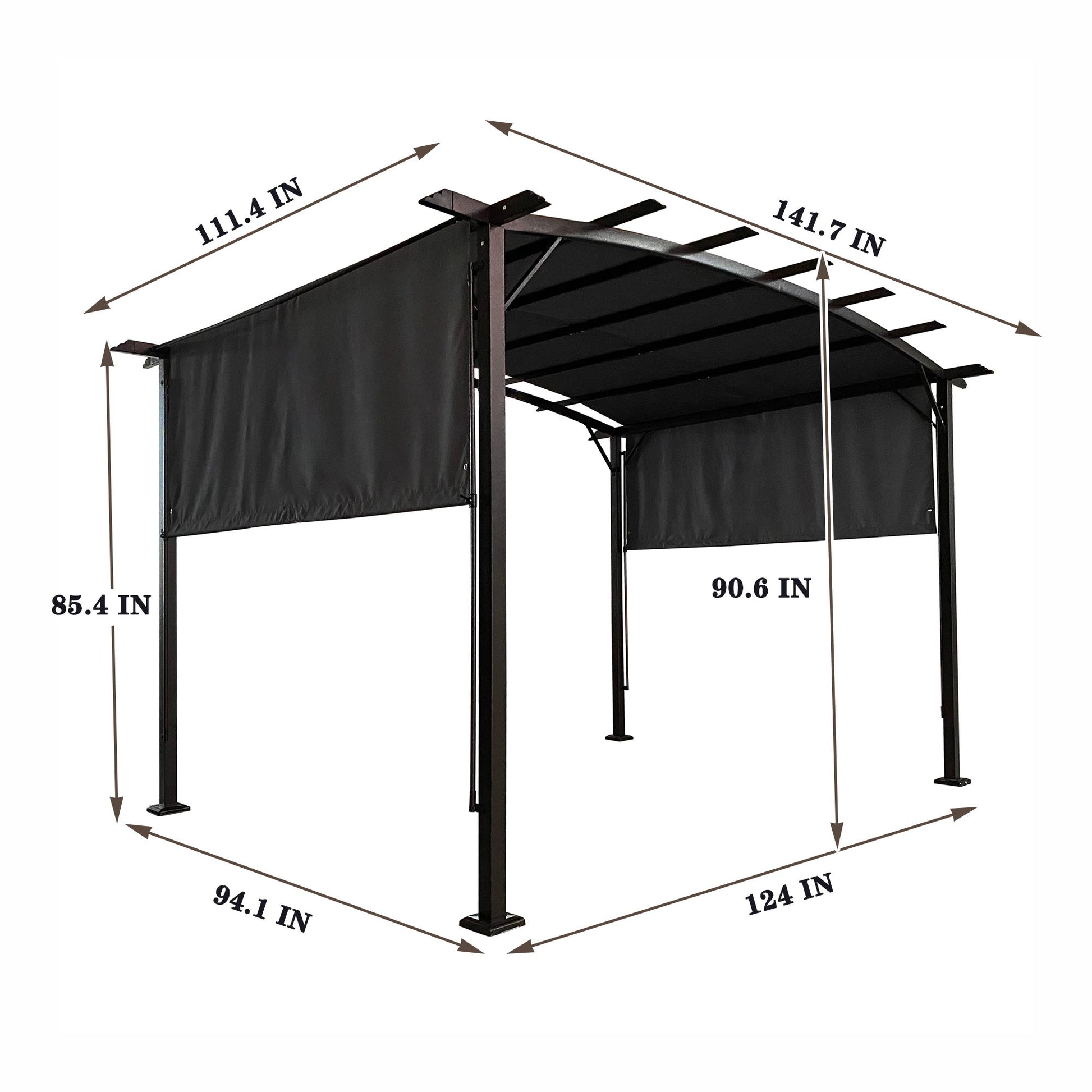 Outdoor Patio Pergola Gazebo - Steel Frame Sun Shelter With Retractable Canopy - Best Buy Furniture