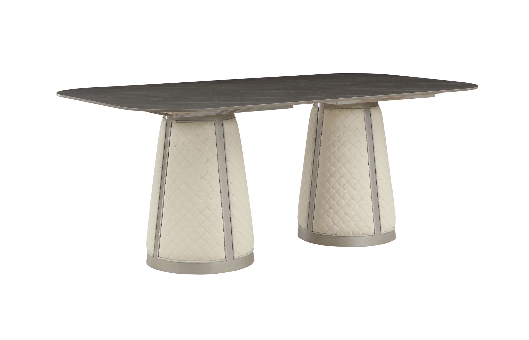 Kasa - Sintered Stone Top Dining Table - Stone Gray / Champagne - Best Buy Furniture