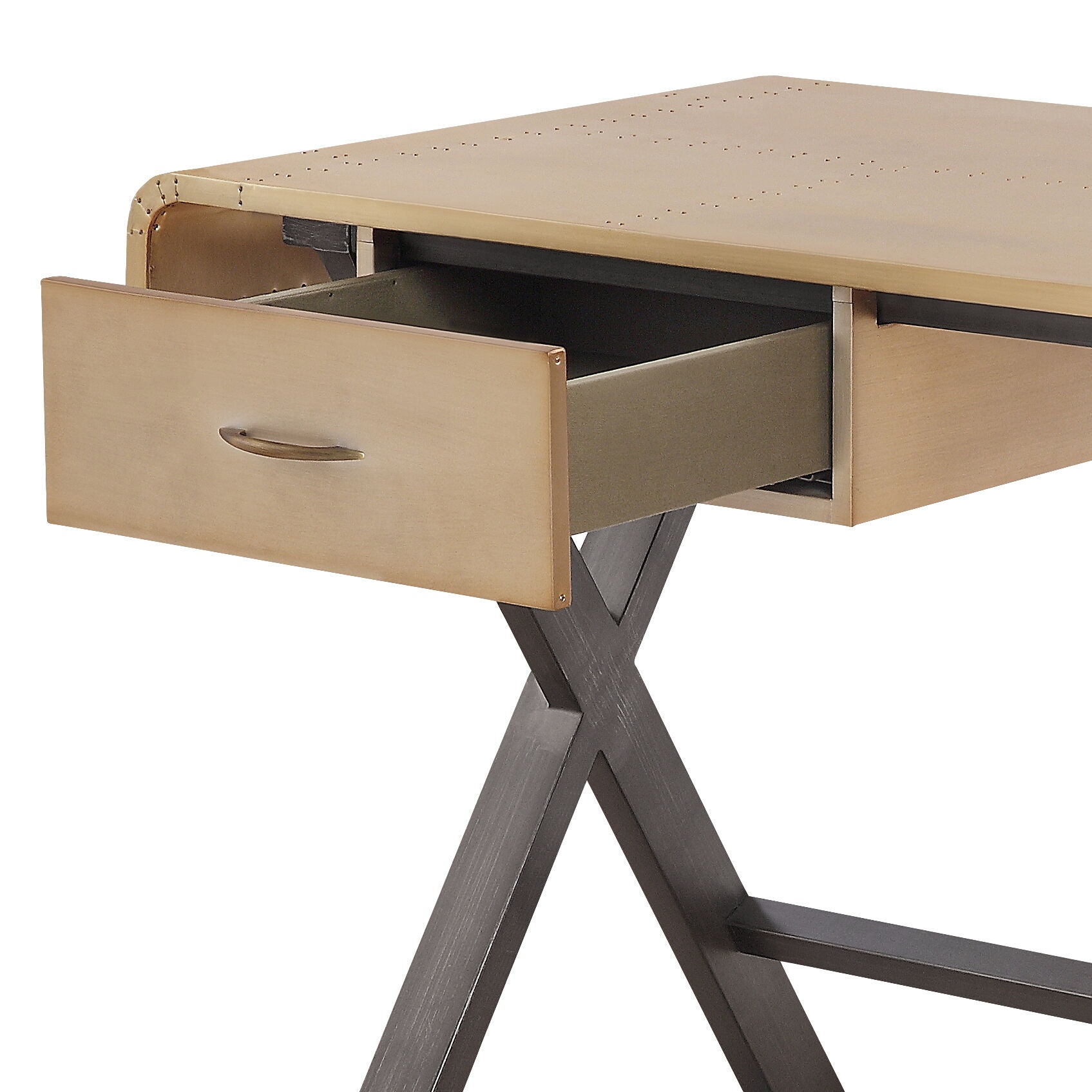 Danton - Aluminum Top Grain Leather Rectangular Writing Desk - Gold - Best Buy Furniture