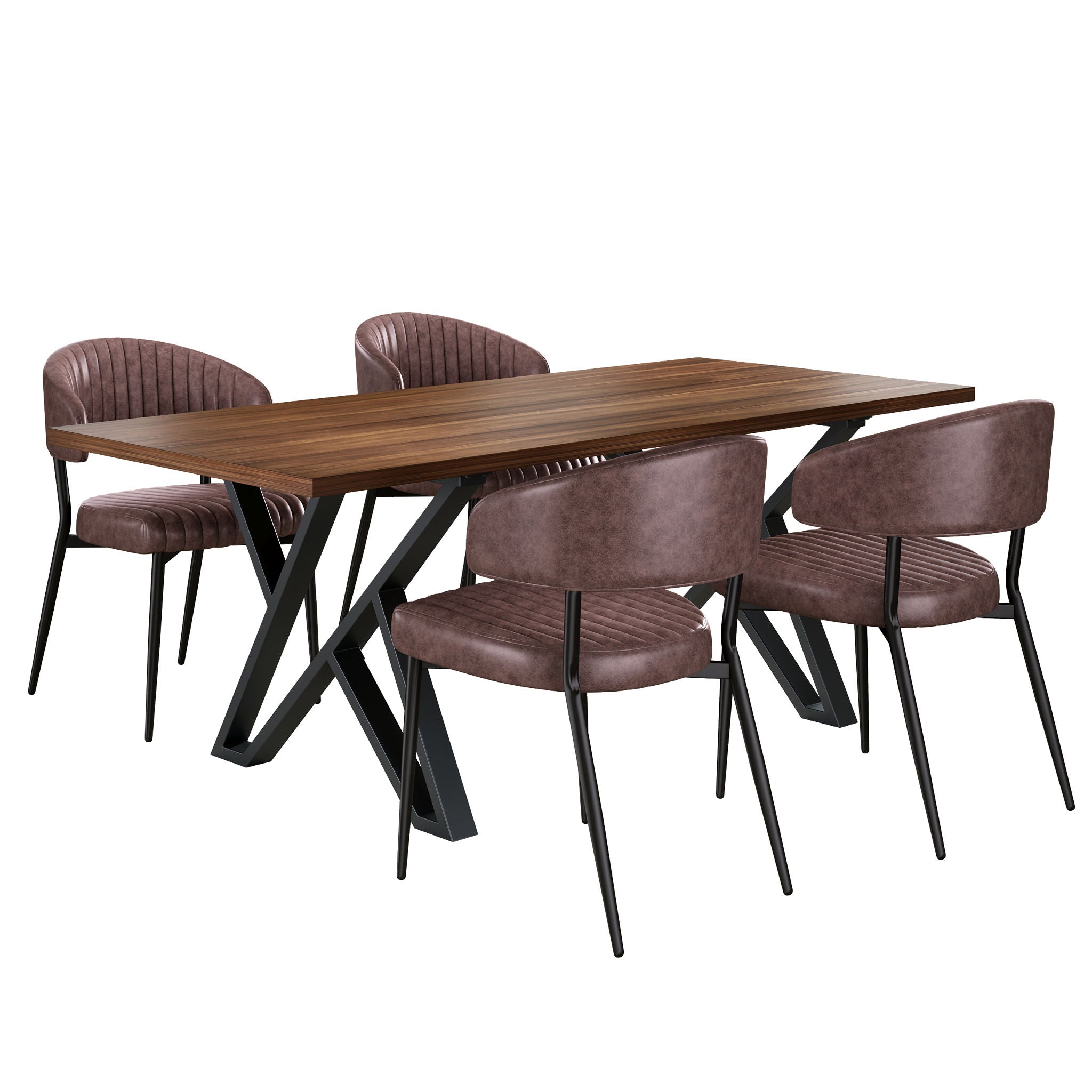 5 Pieces Modern Faux Leather And Metal Dining Set - Best Buy Furniture
