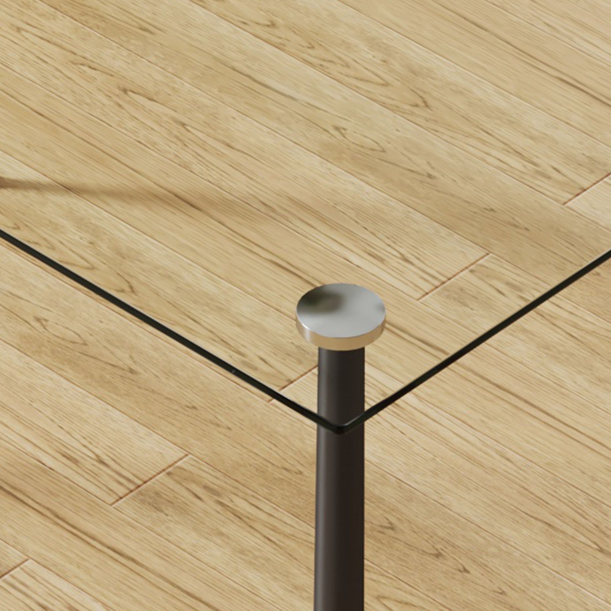 Modern Rectangular Glass Dining Table With Tempered Glass Top And Metal Legs For 4 - 6 People - Black / Transparent - Best Buy Furniture