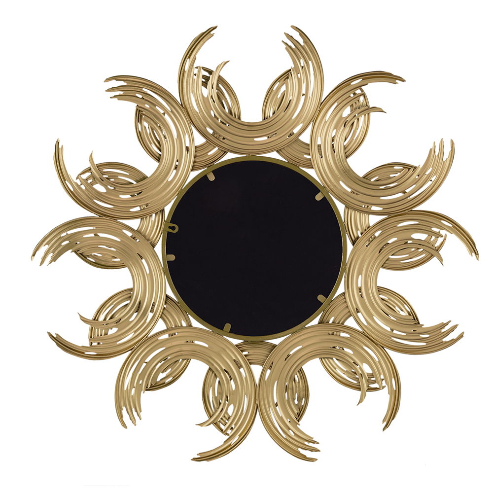 Sunburst Metal Decorative Mirror With, Boho Wall Decor Sun Mirror For Living Room Bathroom Enterway - Gold - Best Buy Furniture