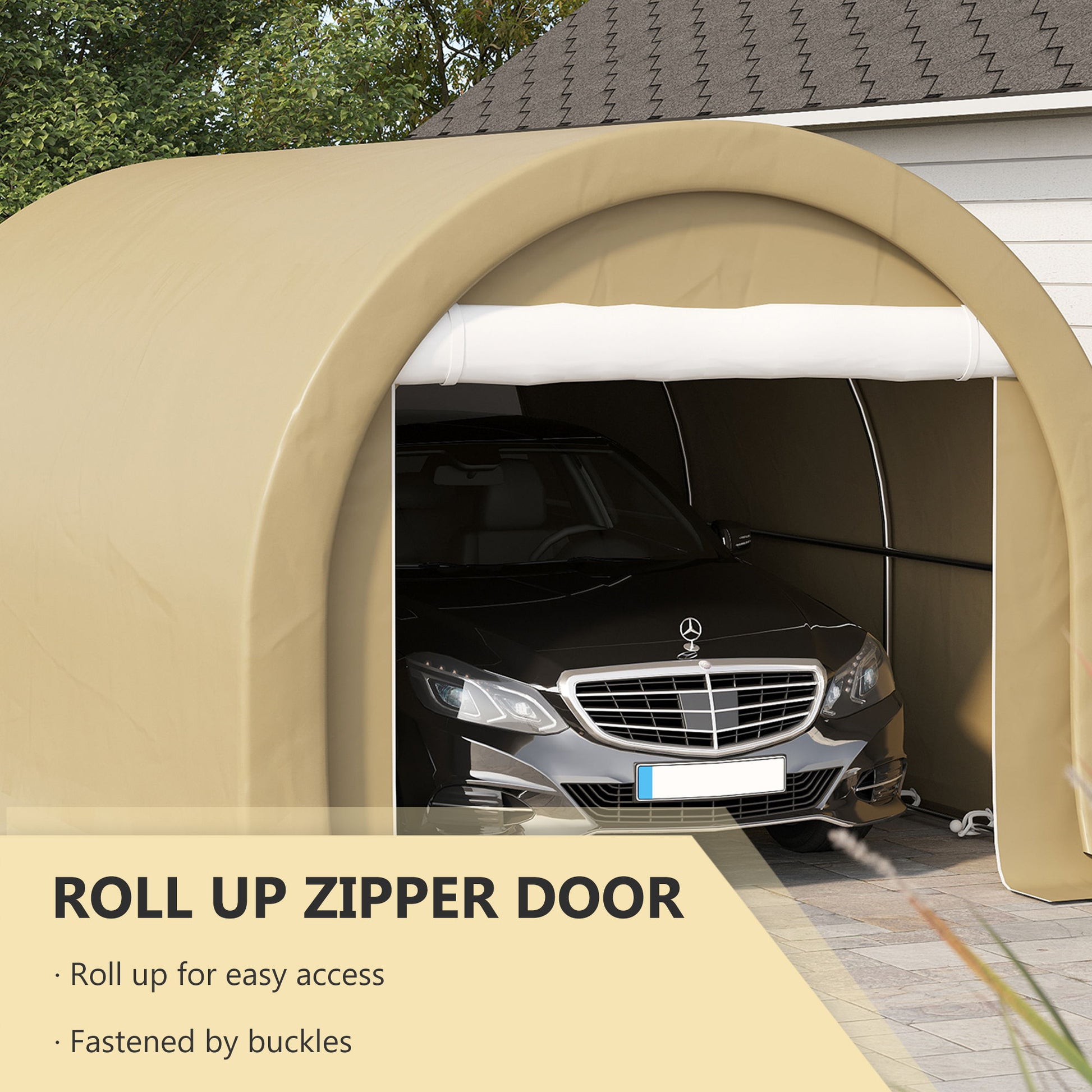Outsunny - 10' x 16' Carport, Heavy Duty Portable Garage Storage Tent With Large Zippered Door, Anti-Uv Pe Canopy Cover For Car, Truck, Boat, Motorcycle, Bike, Garden Tools, Outdoor Work - Best Buy Furniture