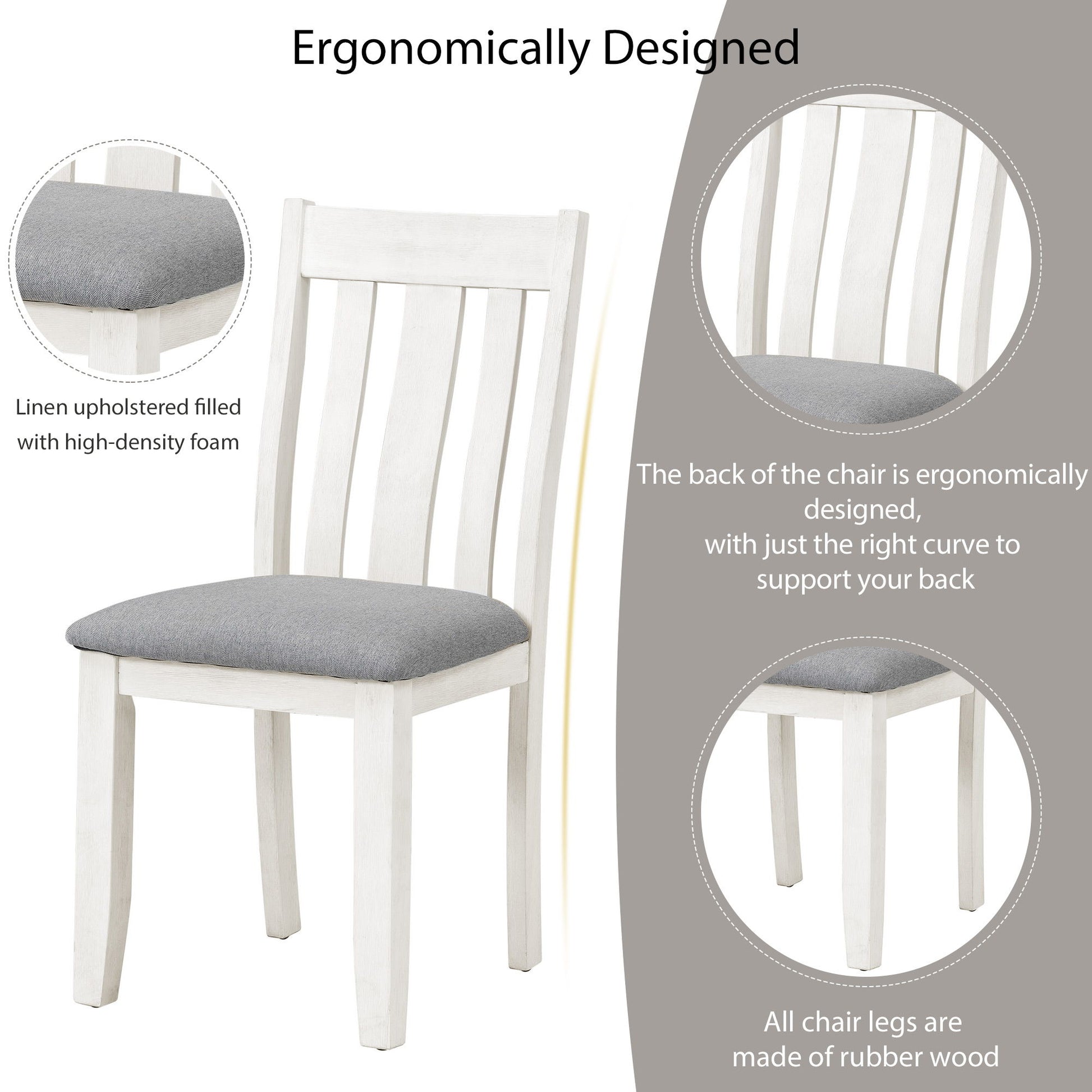 Retro Style 7 Piece Dining Table Set With Extendable Table And 6 Upholstered Chairs - Gray / White - Best Buy Furniture