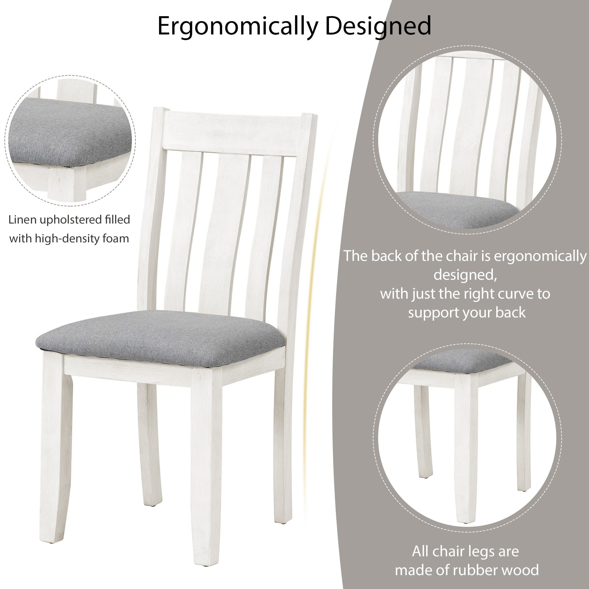 Retro Style 7 Piece Dining Table Set With Extendable Table And 6 Upholstered Chairs - Gray / White - Best Buy Furniture