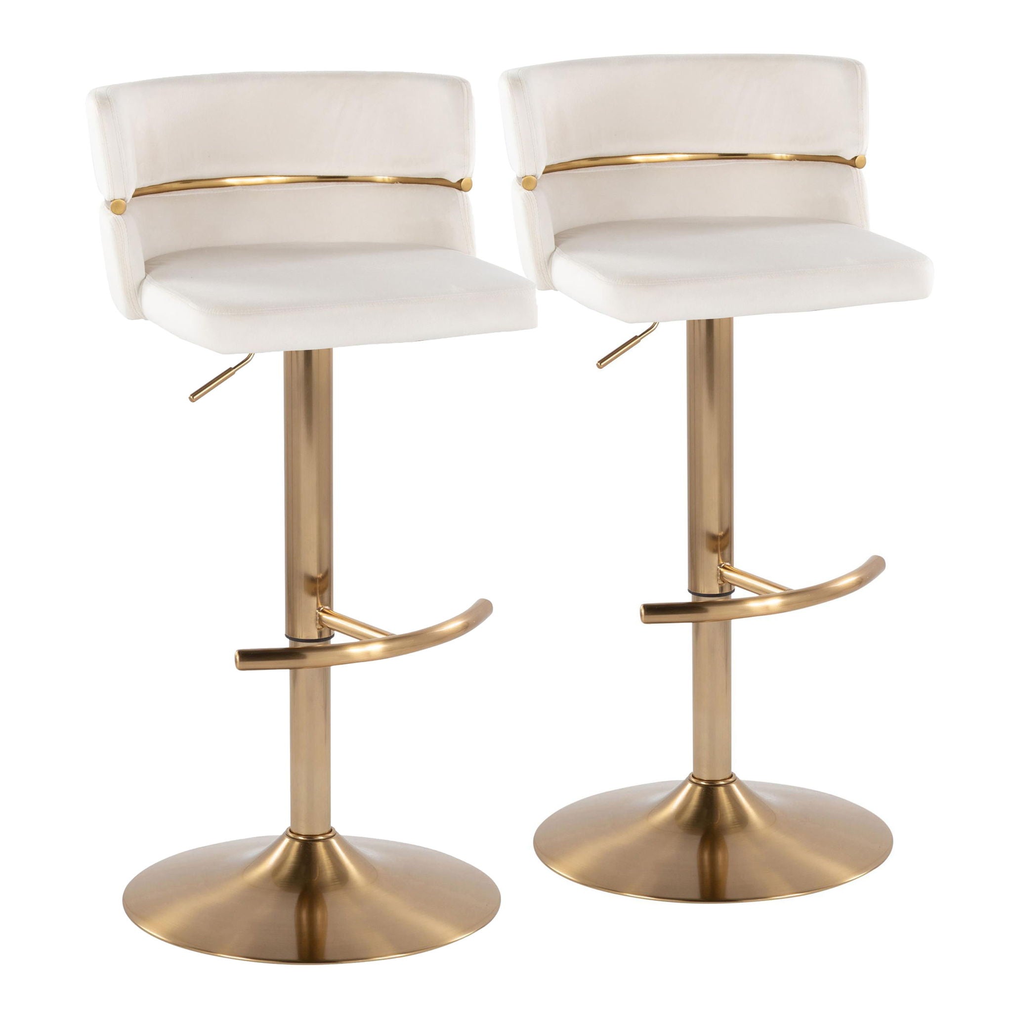Cinch - Glam / Art Deco Adjustable Barstool With Swivel With Rounded T Footrest (Set of 2) - Best Buy Furniture