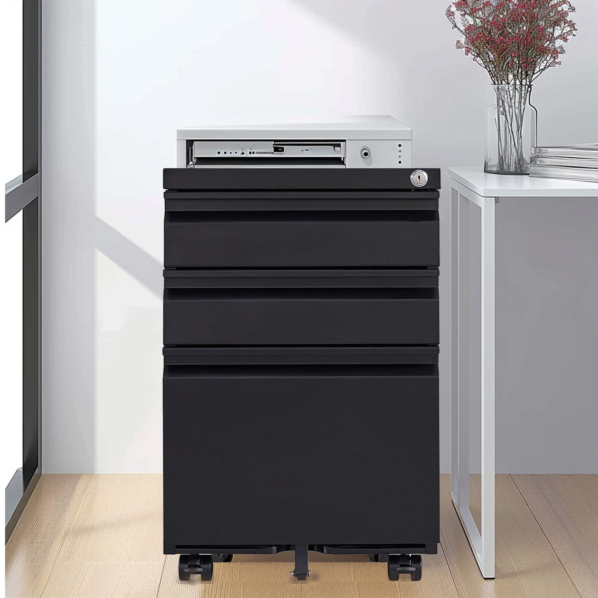 Metal Drawer Mobile File Cabinet With Lock For Home Office Organizer - Best Buy Furniture