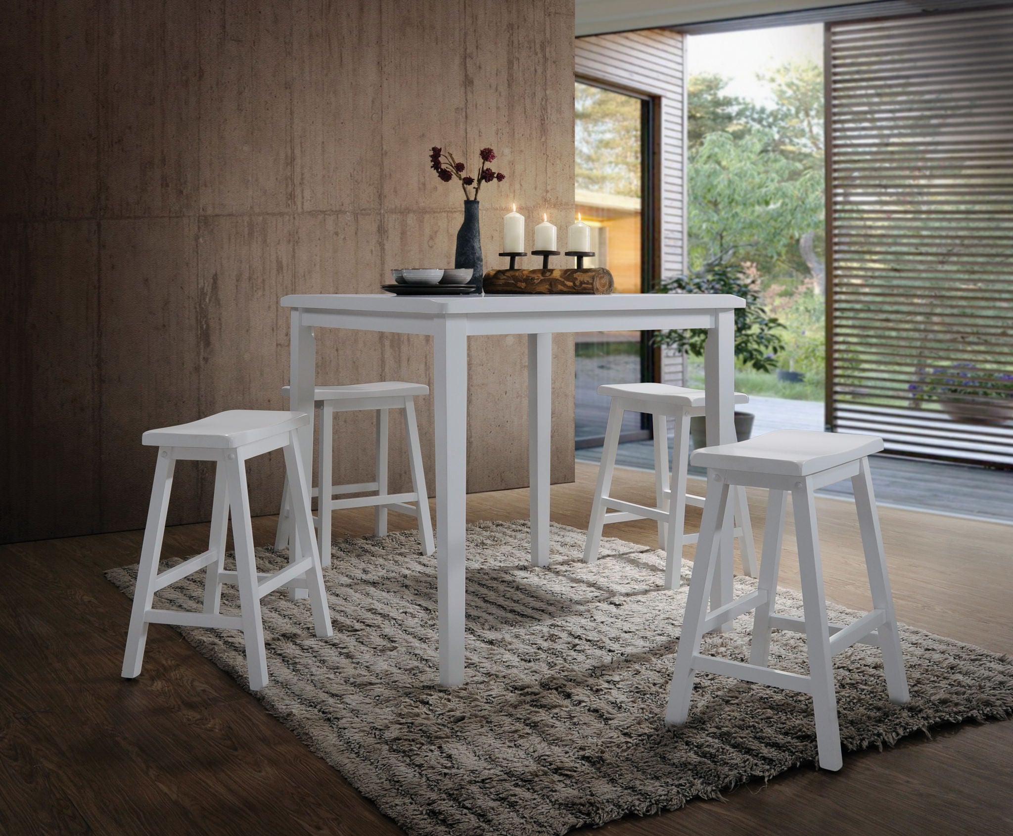 Gaucho - 5 Pieces Pack Counter Height Table Set - White - Best Buy Furniture