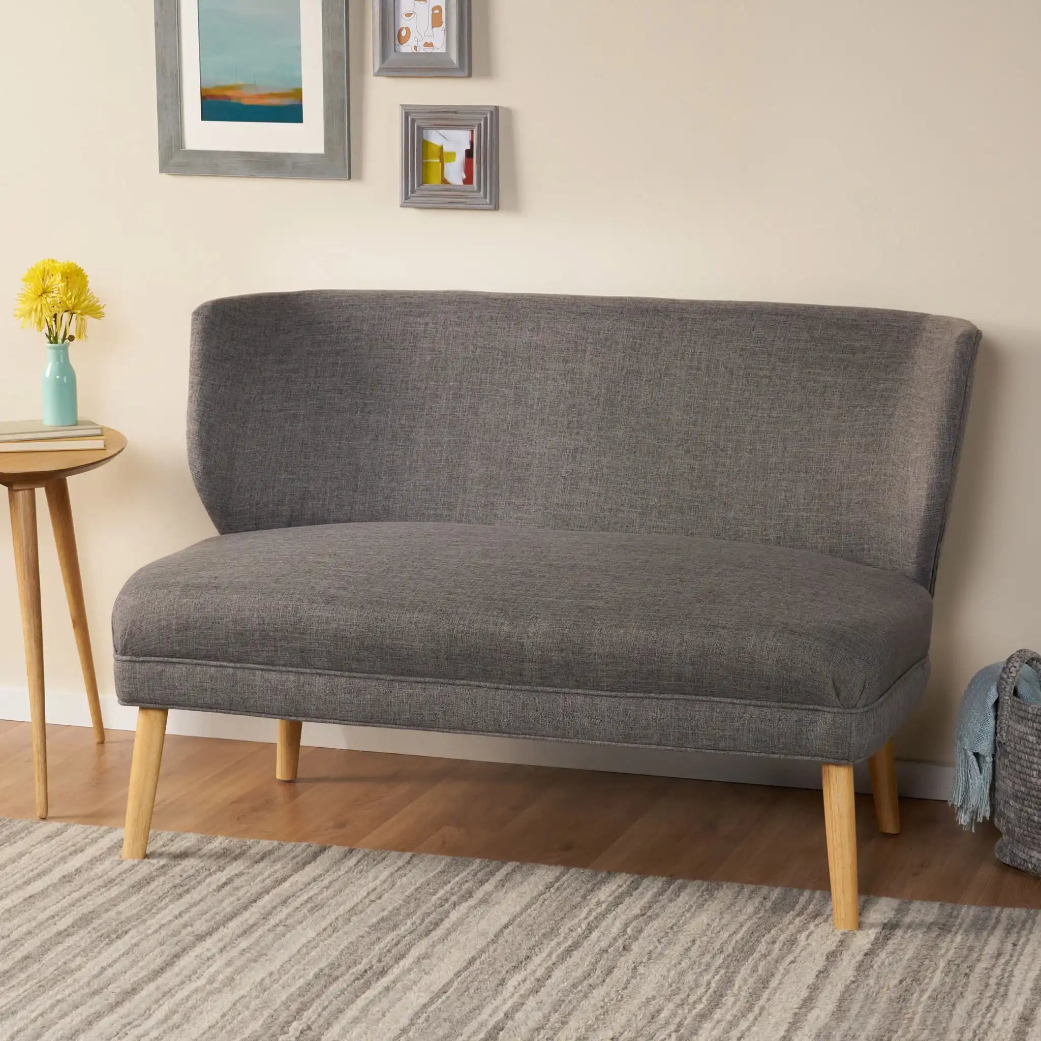 Elegant Classic Upholstered Loveseat With Curved Backrest - Best Buy Furniture