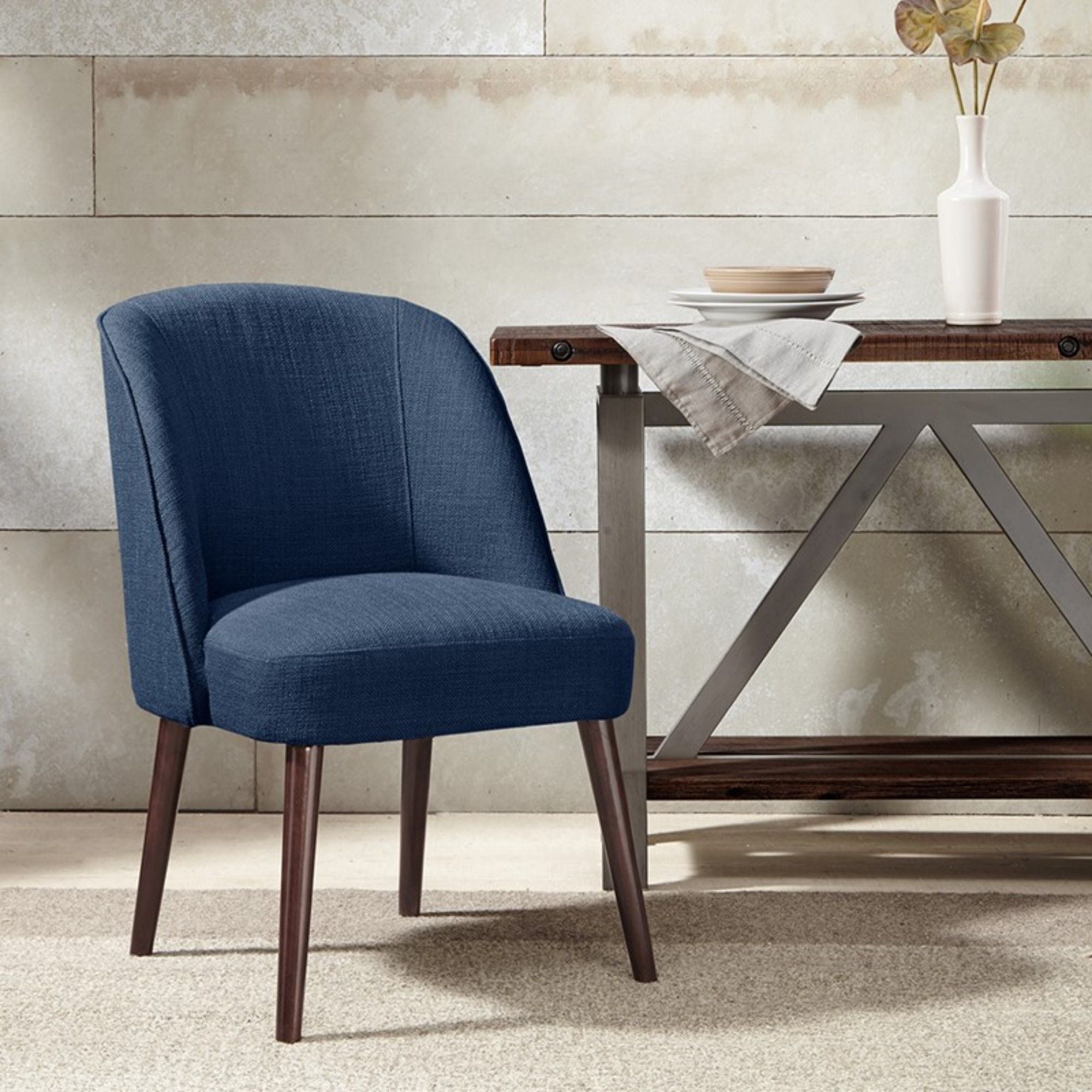Bexley - Rounded Back Dining Chair With Wraparound Back - Blue - Best Buy Furniture
