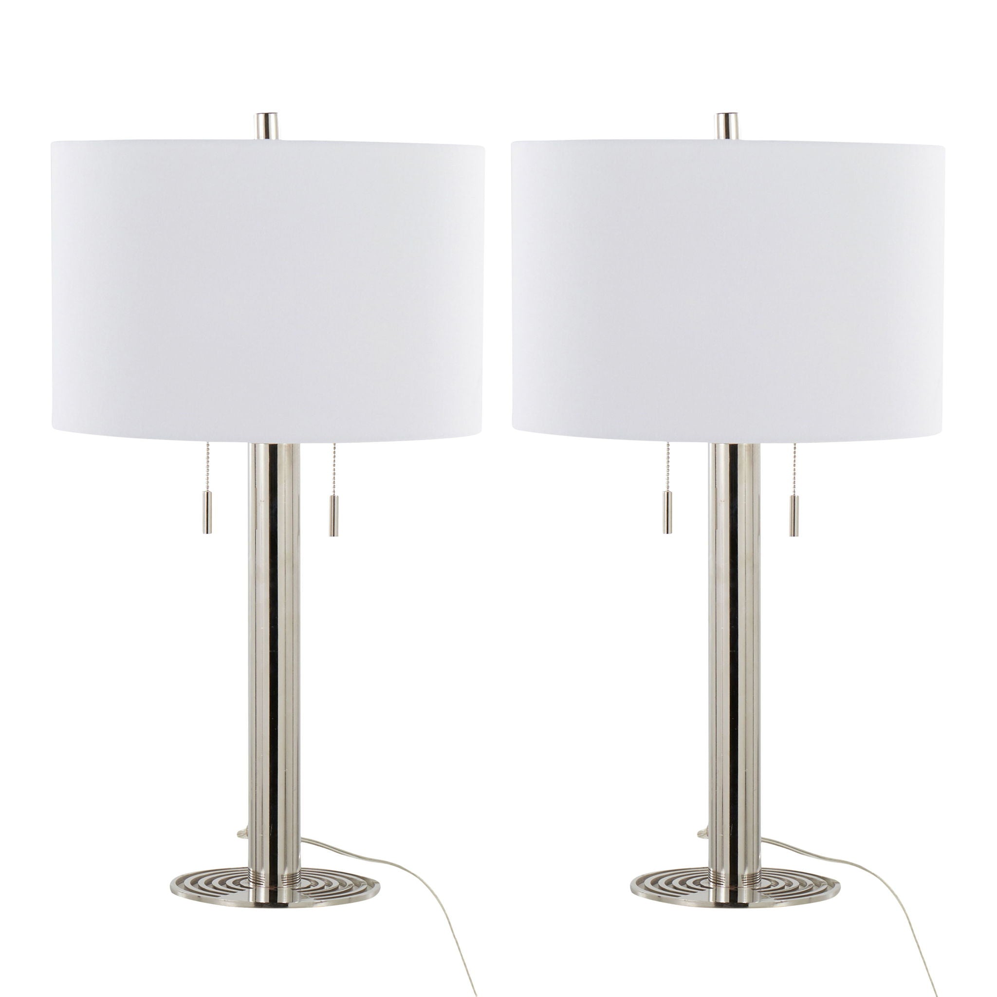 Master - 29" Contemporary Table Lamp (Set of 2) - Polished Nickel / White - Best Buy Furniture