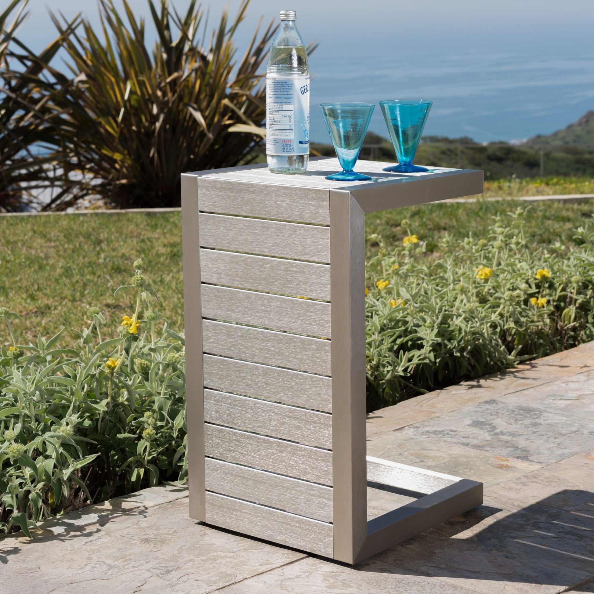 Aluminum Outdoor C - Shaped Side Table For Patio - Best Buy Furniture
