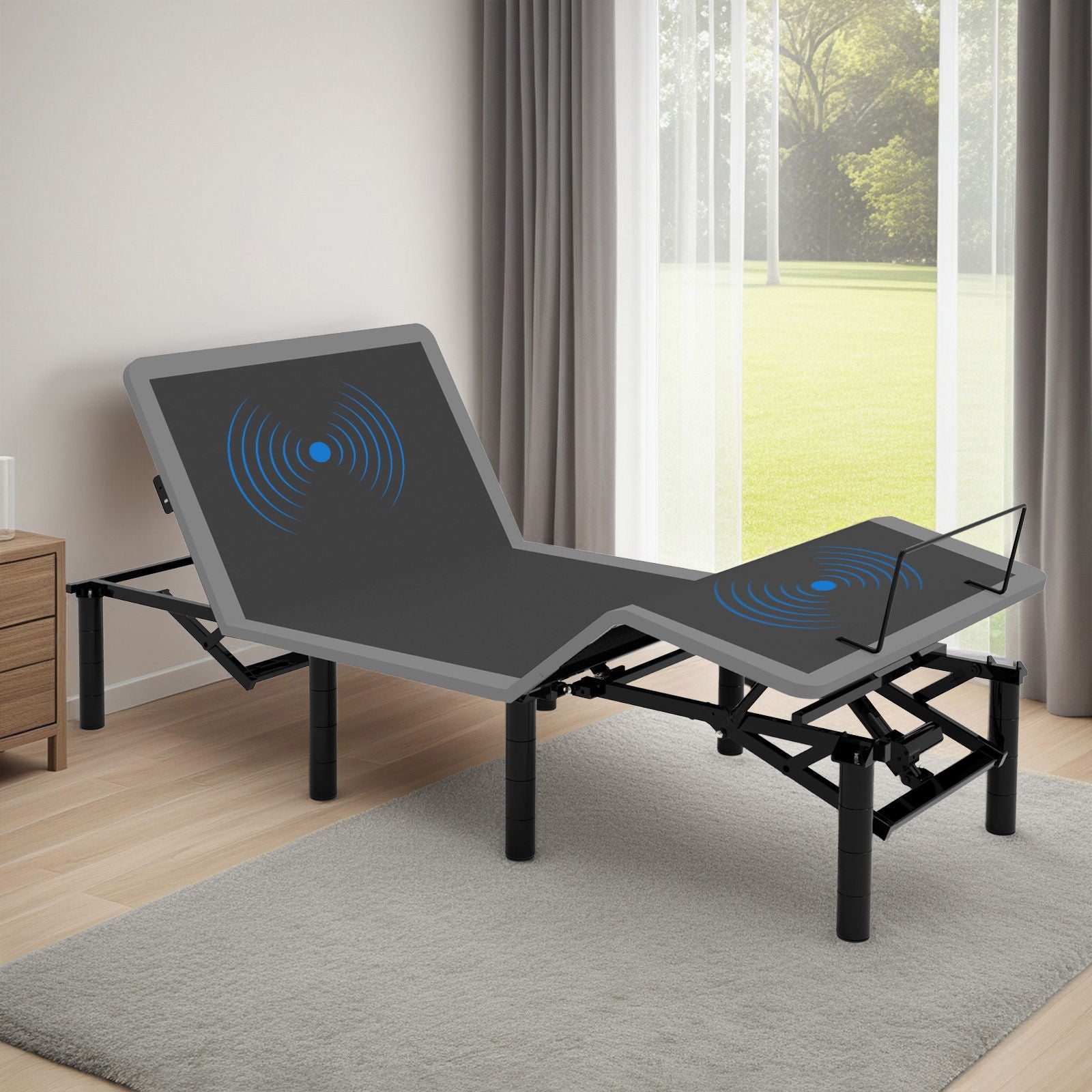 Adjustable Bed Frame With Massage Head & Foot Incline, Wireless Remote, USB Ports, LED Night Light - Best Buy Furniture