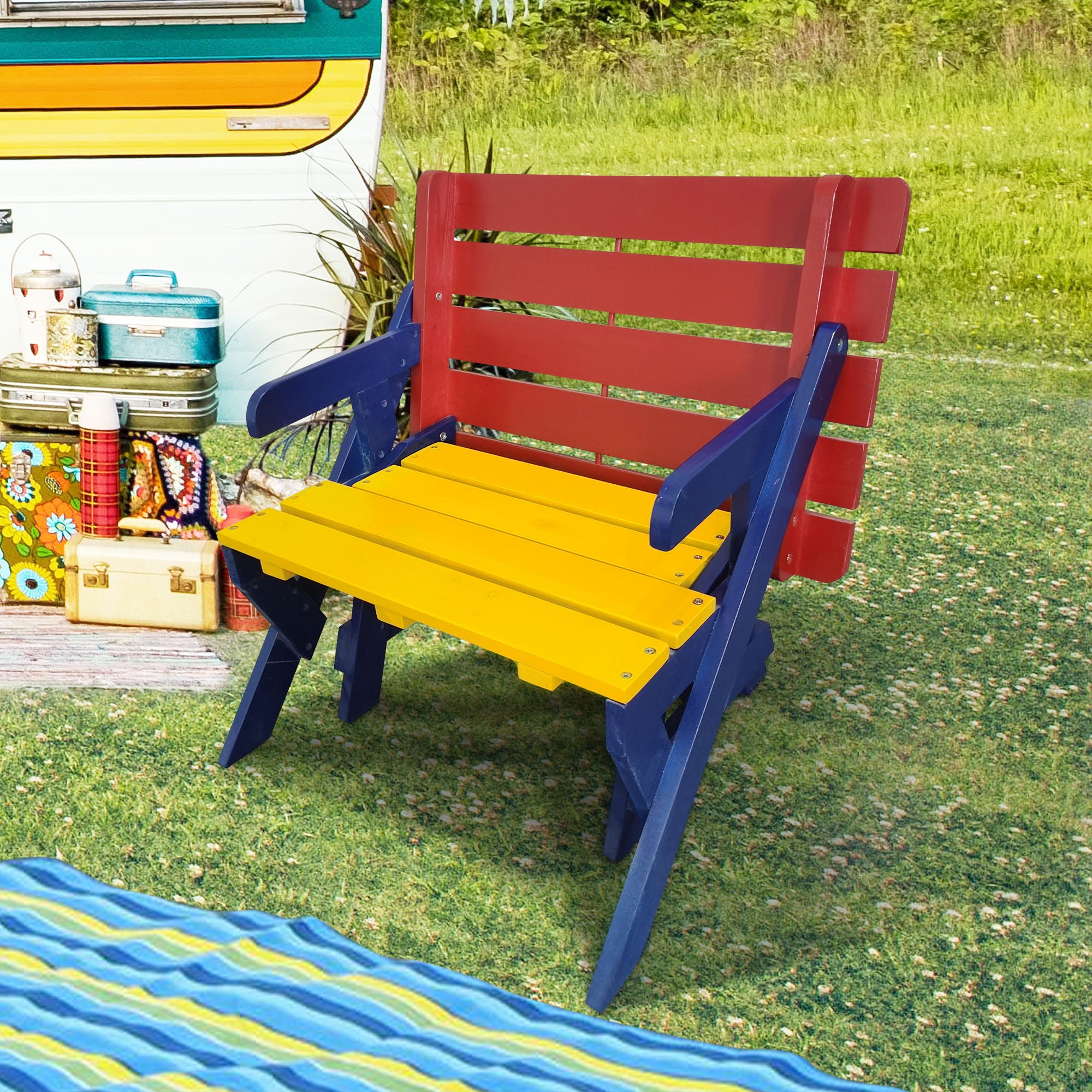 Kids Multi-Functional Arm Chair, Table With 2 Benches All-In-One Set - Best Buy Furniture