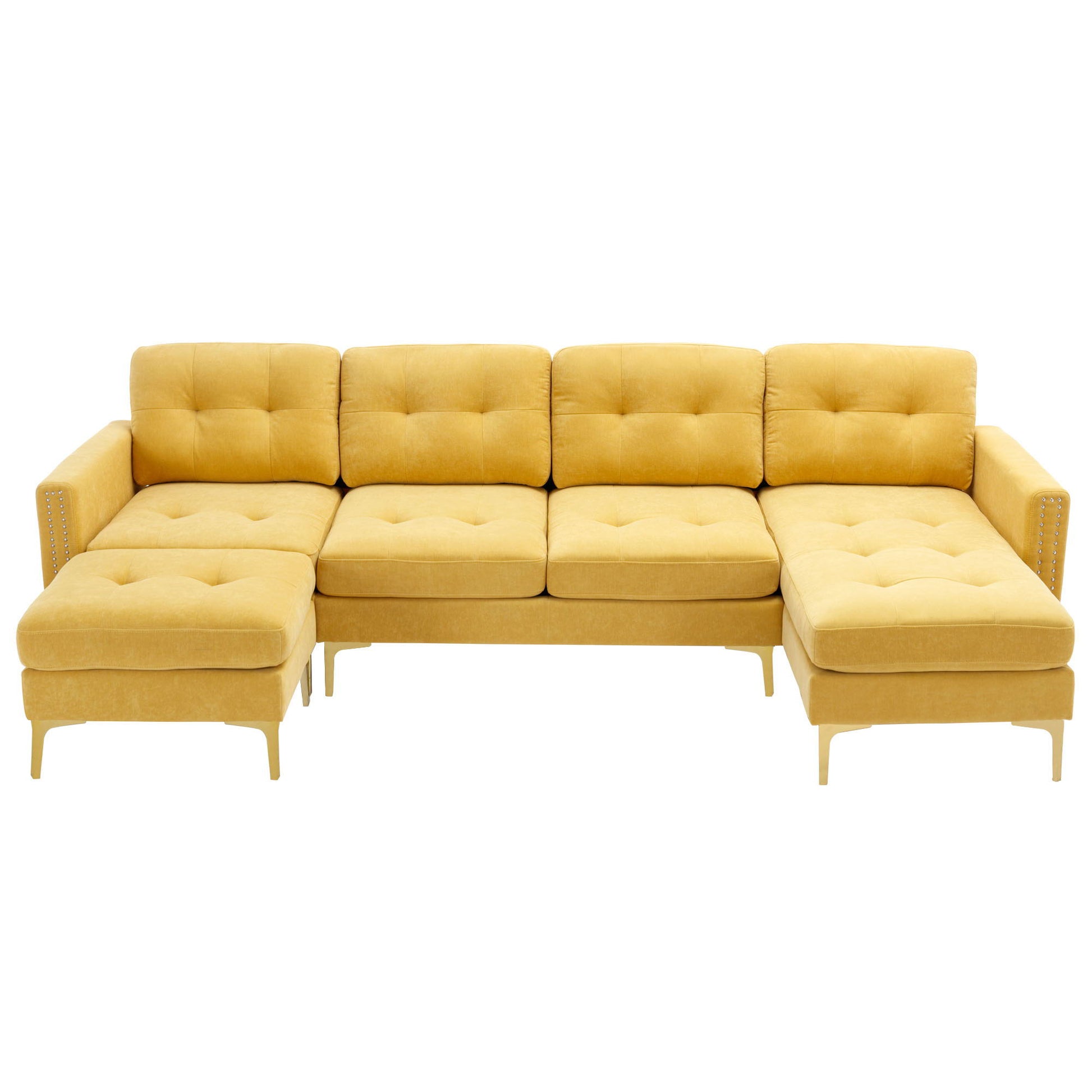 Modern L - Shape Convertible Sectional Sofa With Movable Ottoman - Best Buy Furniture