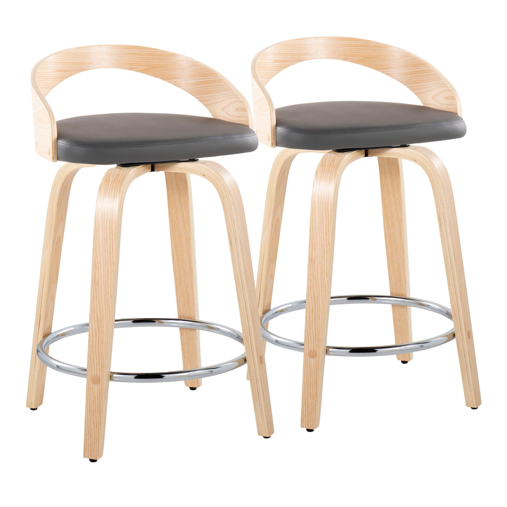Grotto - Contemporary Fixed Height Counter Stool & Swivel, Round Footrest (Set of 2) - Best Buy Furniture