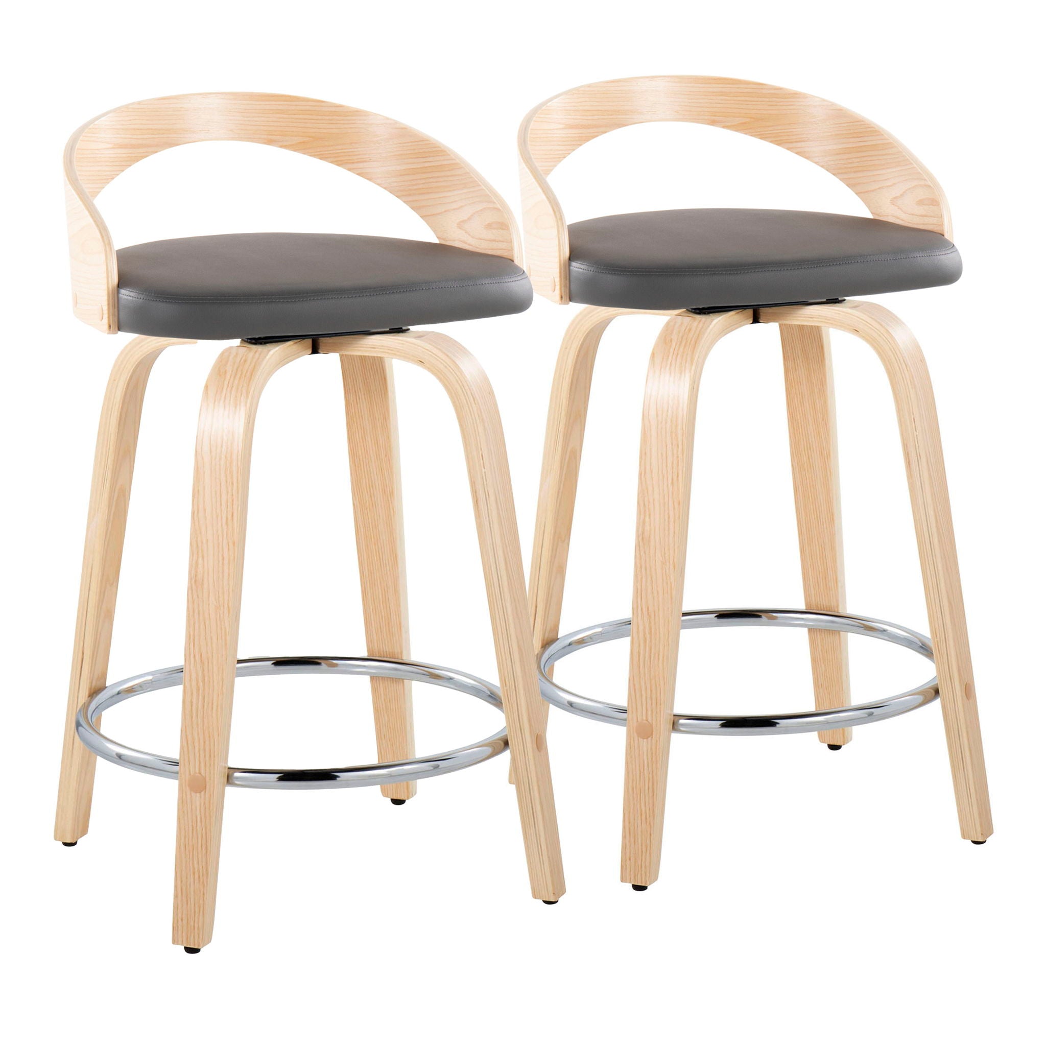 Grotto - Contemporary Fixed Height Counter Stool & Swivel, Round Footrest (Set of 2) - Best Buy Furniture