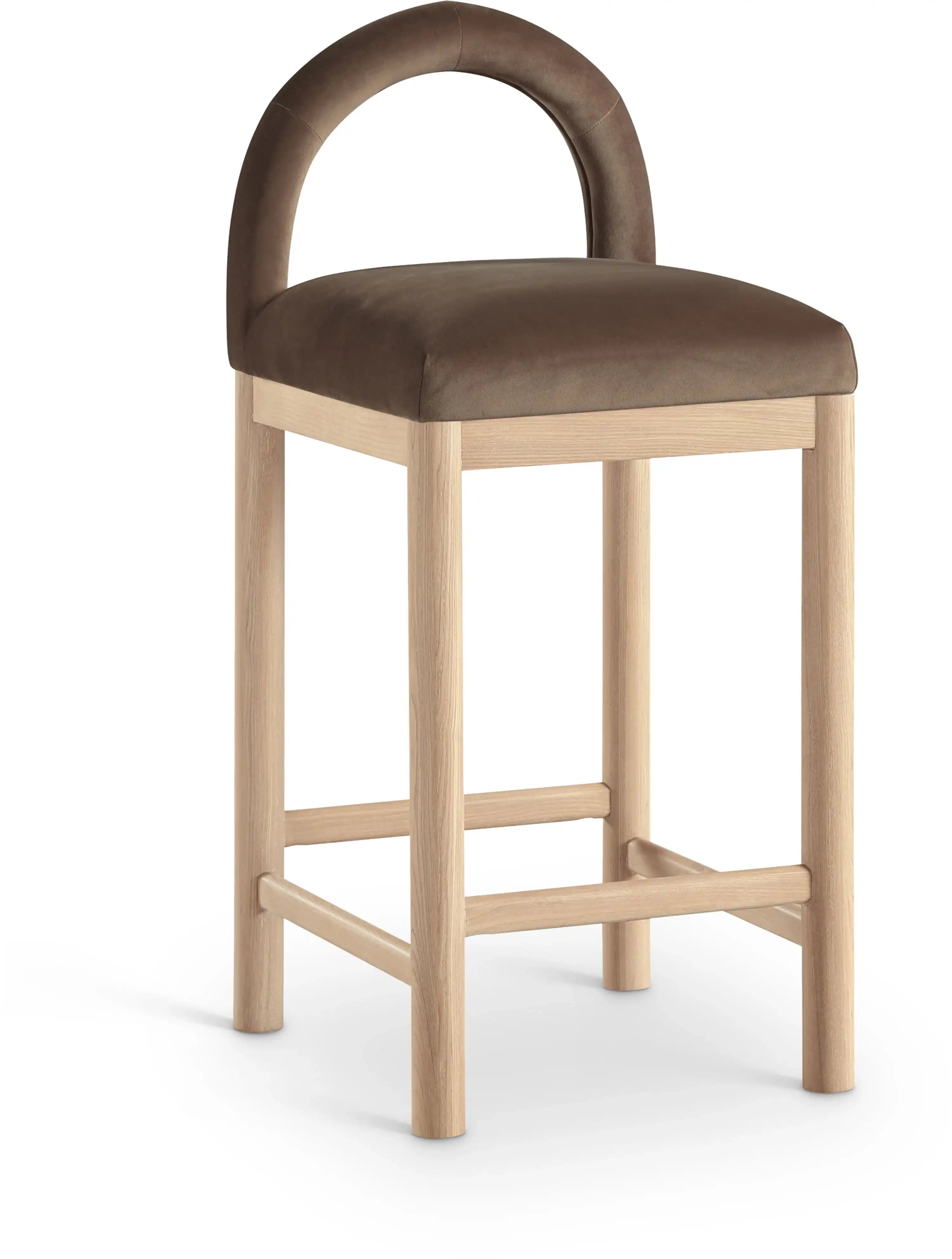 Conrad - Velvet Counter Stool With Natural Legs - Best Buy Furniture