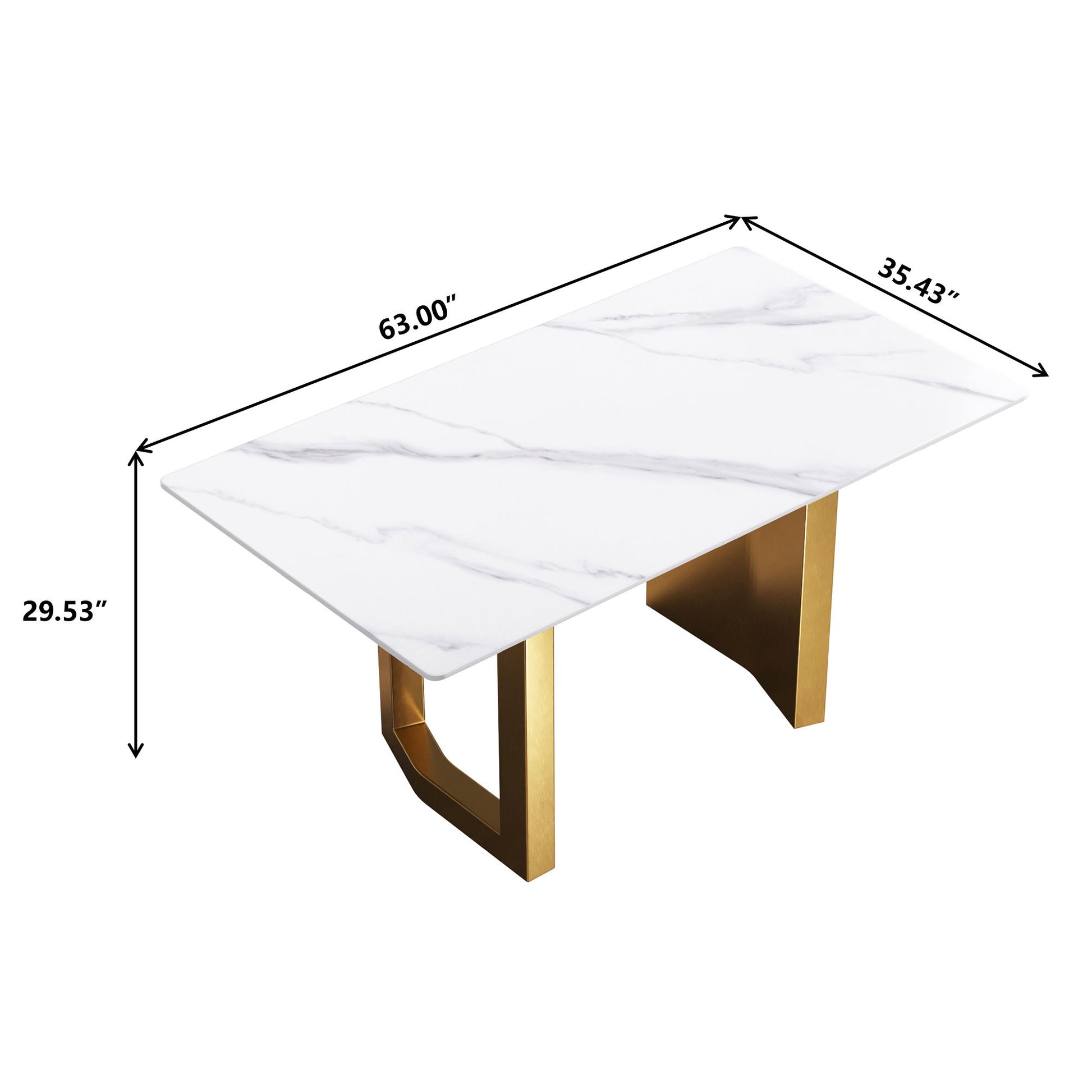 Modern Artificial Stone White Straight Edge Metal Leg Dining Table - Best Buy Furniture