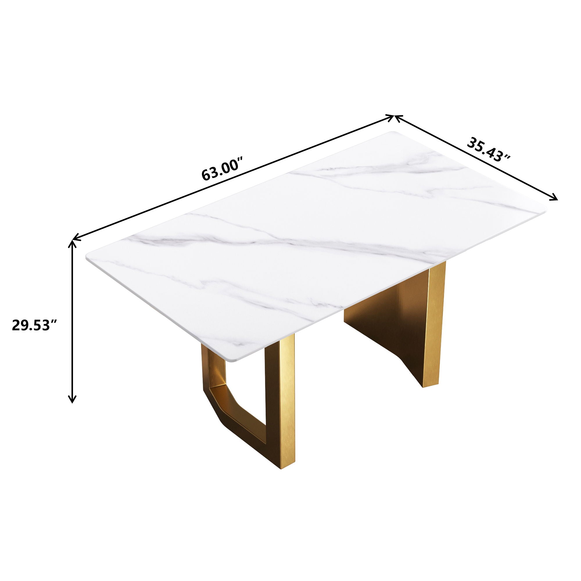 Modern Artificial Stone White Straight Edge Metal Leg Dining Table - Best Buy Furniture