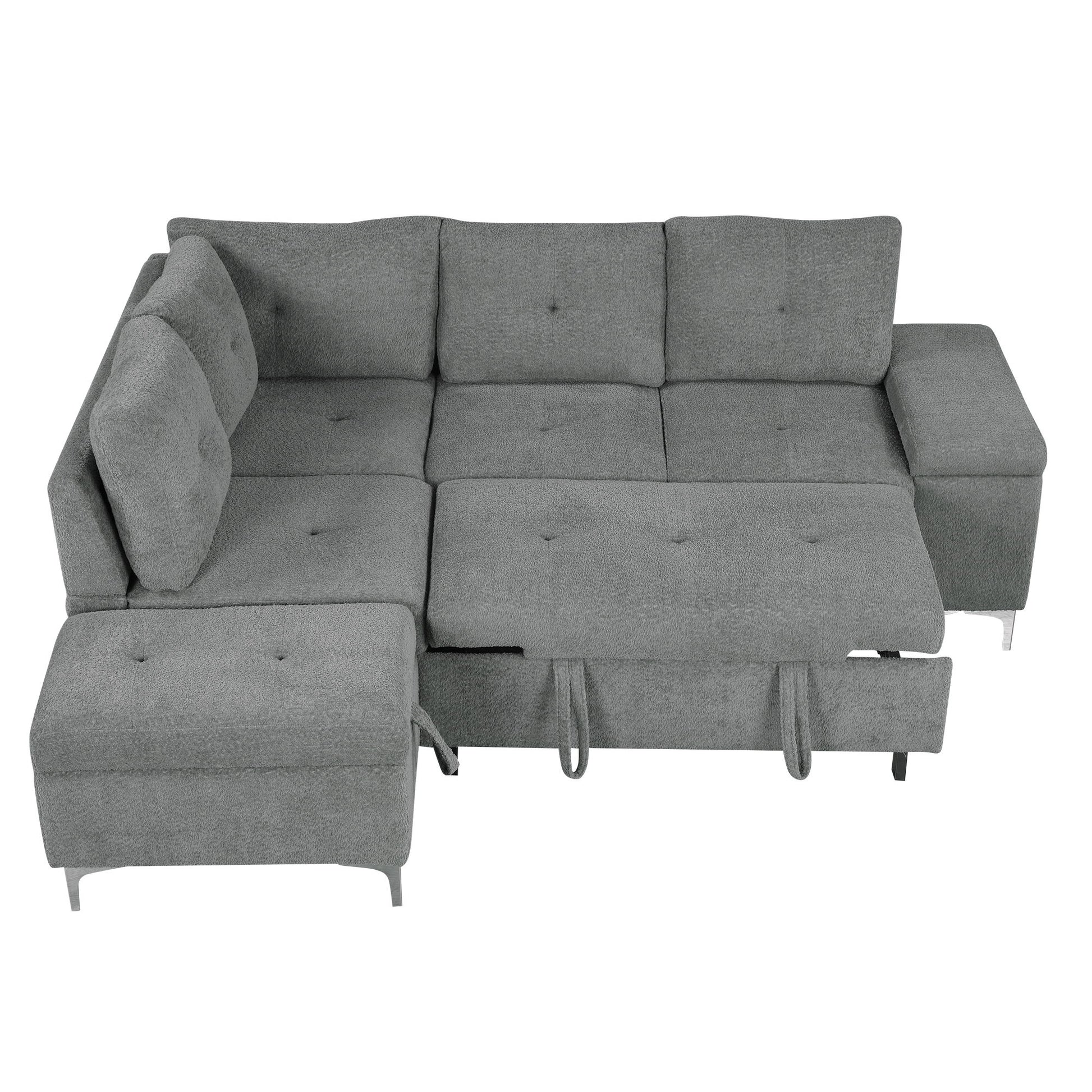 Versatile L Shaped Sofa Bed With Storage, Cup Holders, USB Ports Chenille - Best Buy Furniture