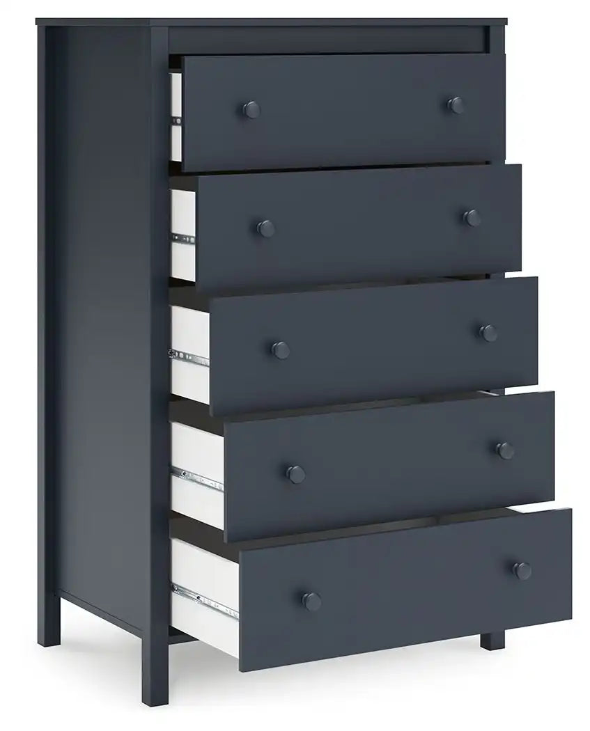 Simmenfort - Five Drawer Chest - Navy Blue - Best Buy Furniture