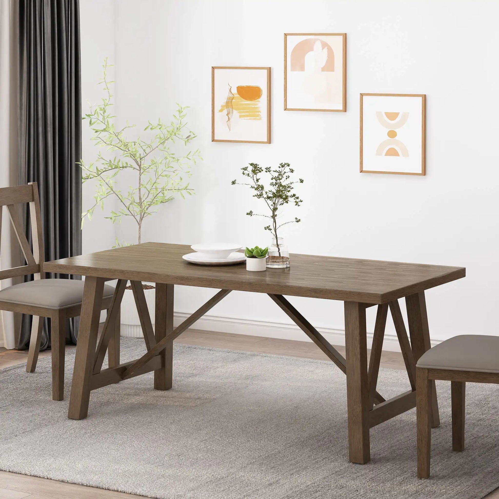 Farmhouse Style Dining Table With Wood Like Top - Best Buy Furniture