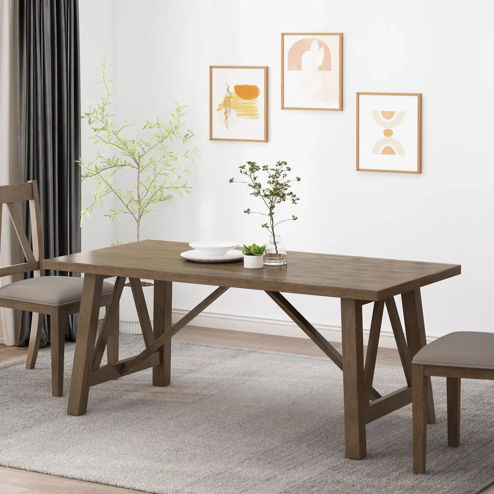 Farmhouse Style Dining Table With Wood Like Top - Best Buy Furniture