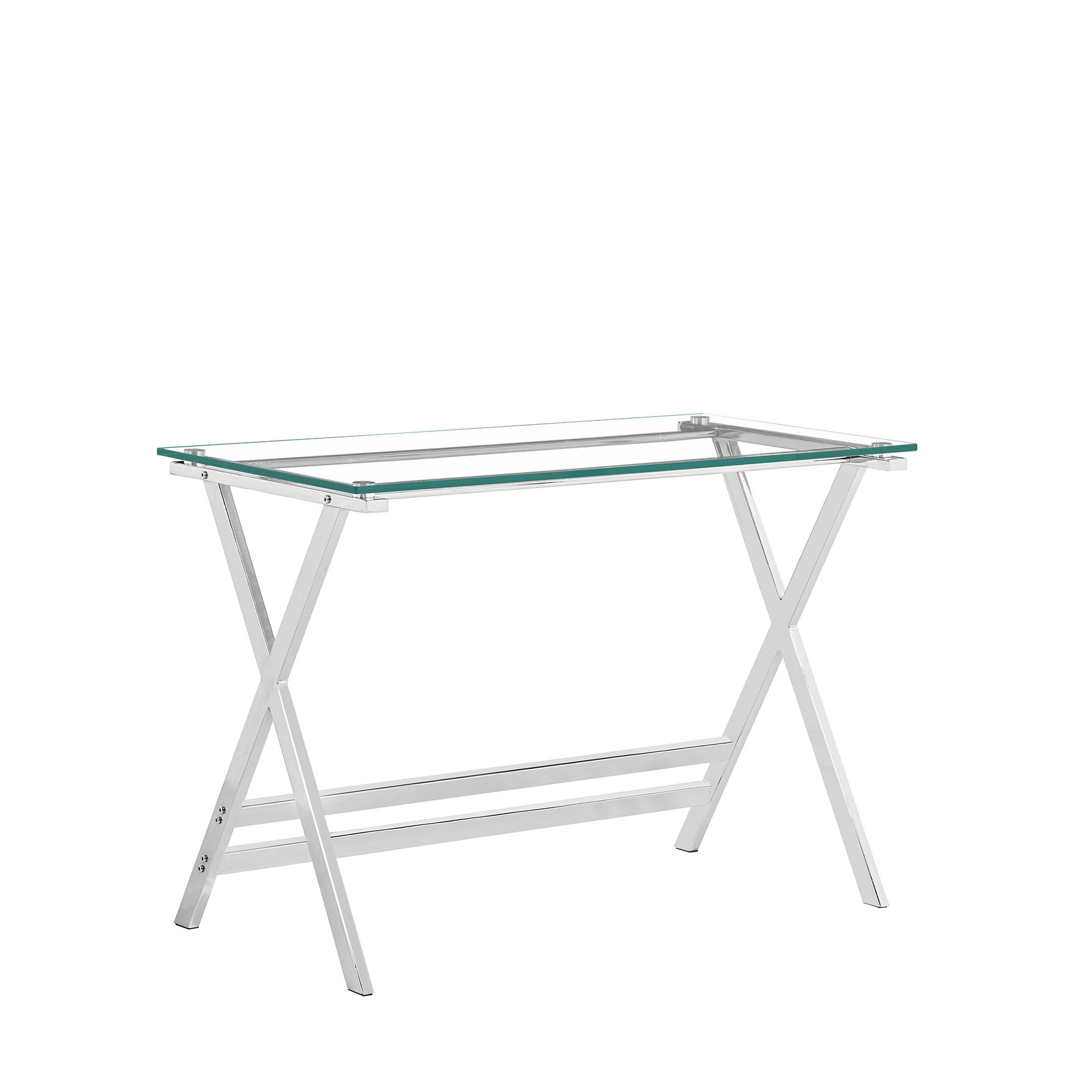 Transparent Glass Computer Desk With Rounded Edges, Tempered Glass Laptop Table - Clear - Best Buy Furniture